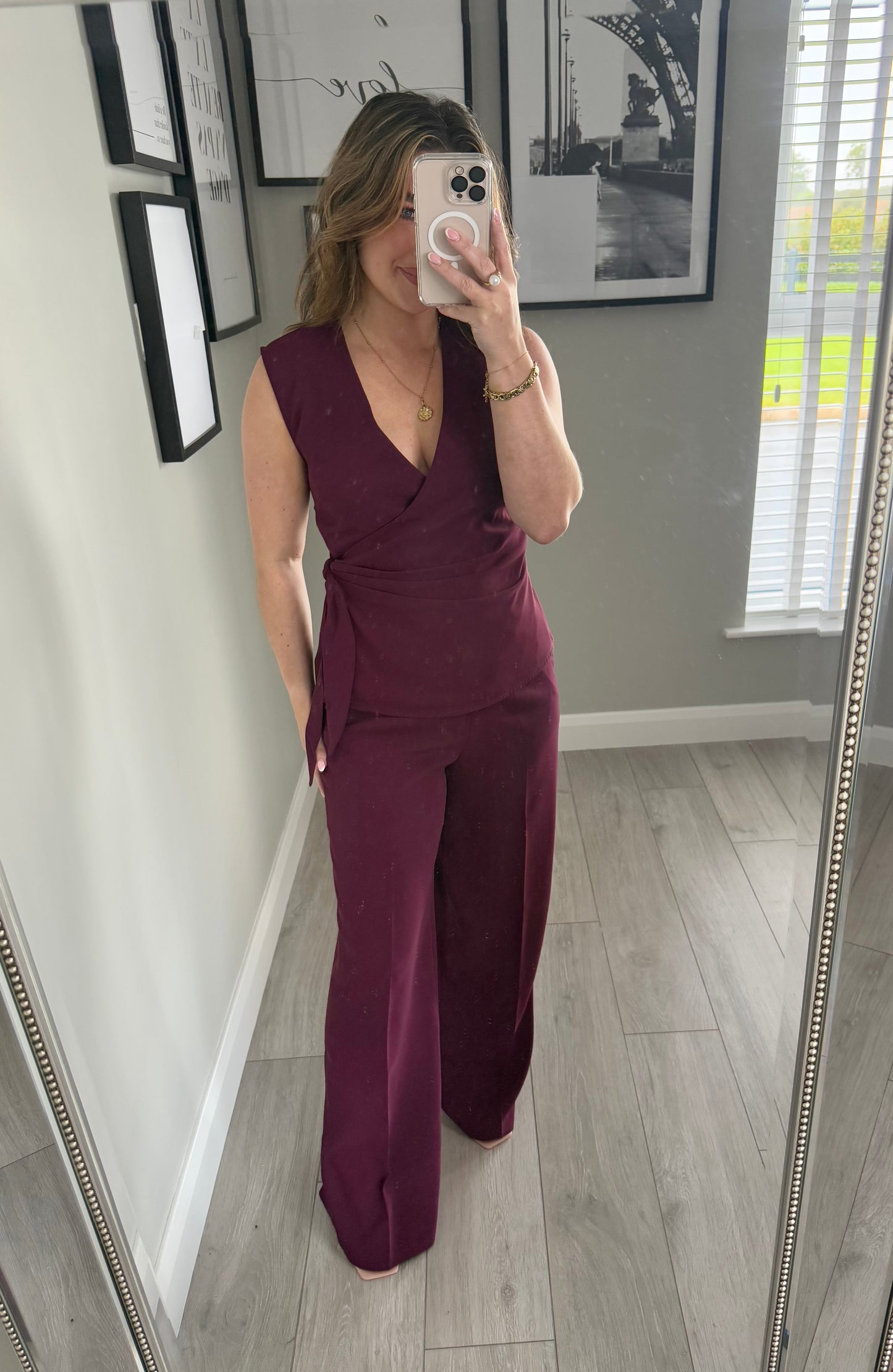 Rant & Rave Allyson Cranberry Wide Leg Trouser