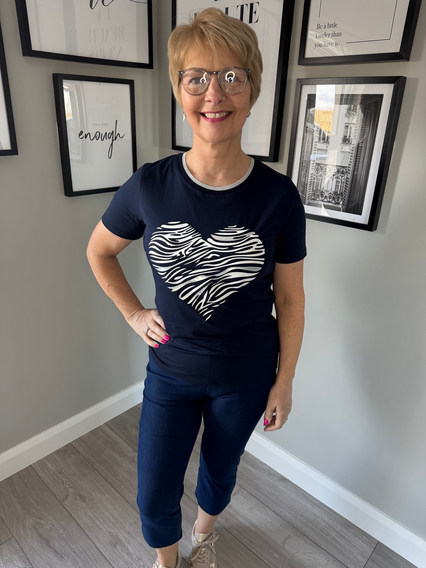 Claudia C Navy/Silver Tee