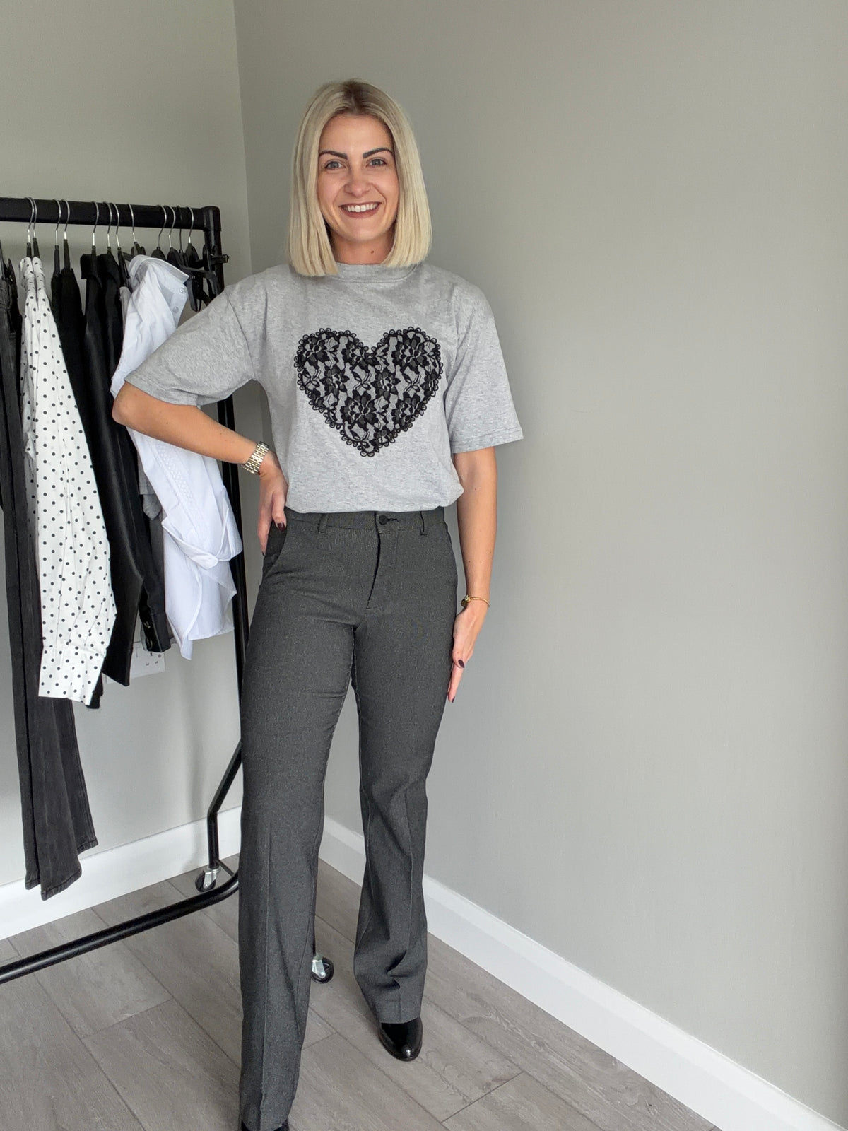 Freequent Black/White Trousers
