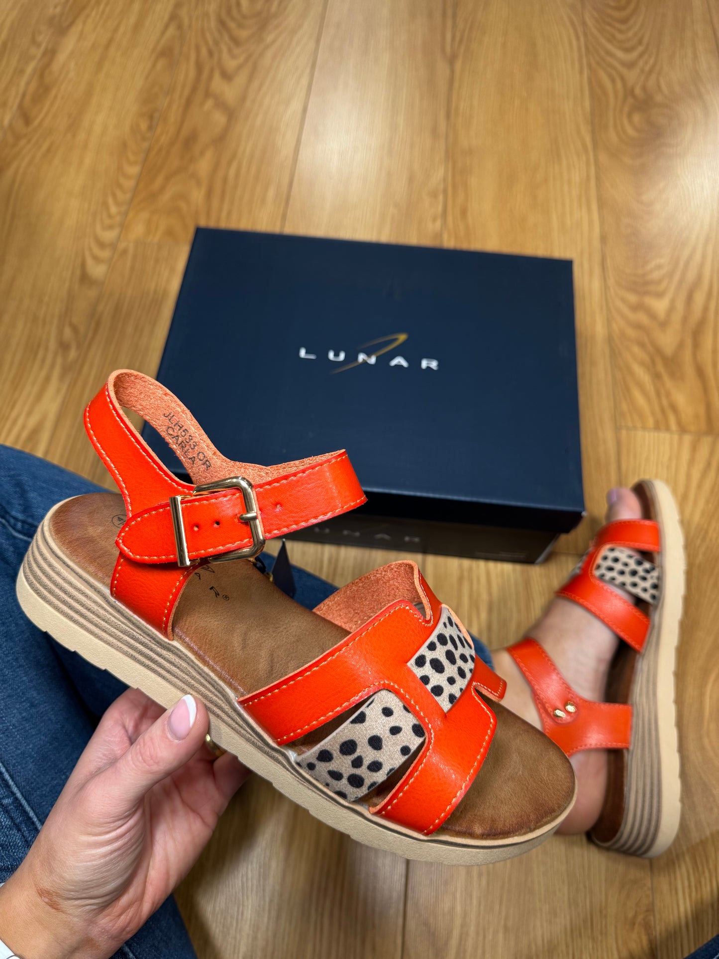 Lunar Carla Orange Leopard Sandal
