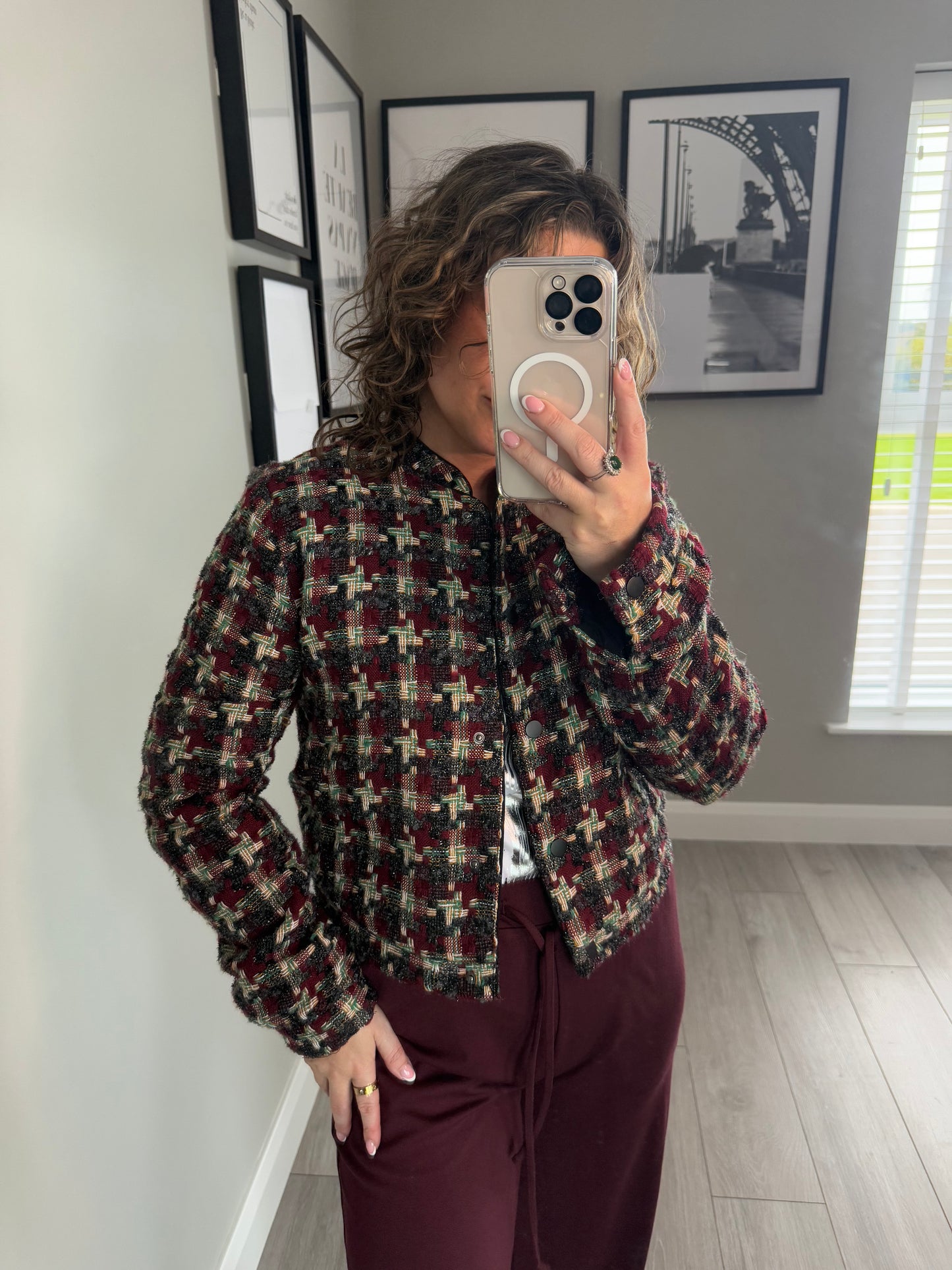 Yest Wine/Black/Green Tweed Jacket