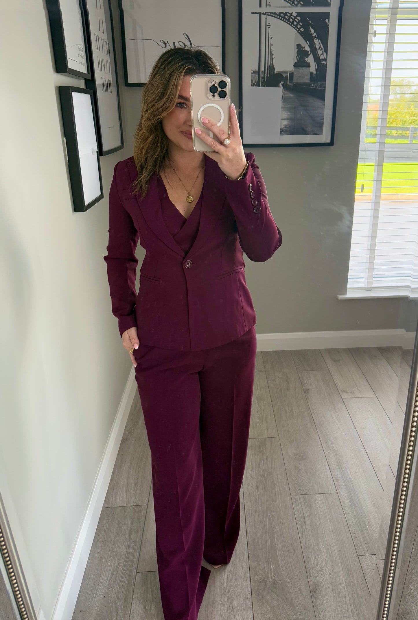 Rant & Rave Allyson Cranberry Wide Leg Trouser