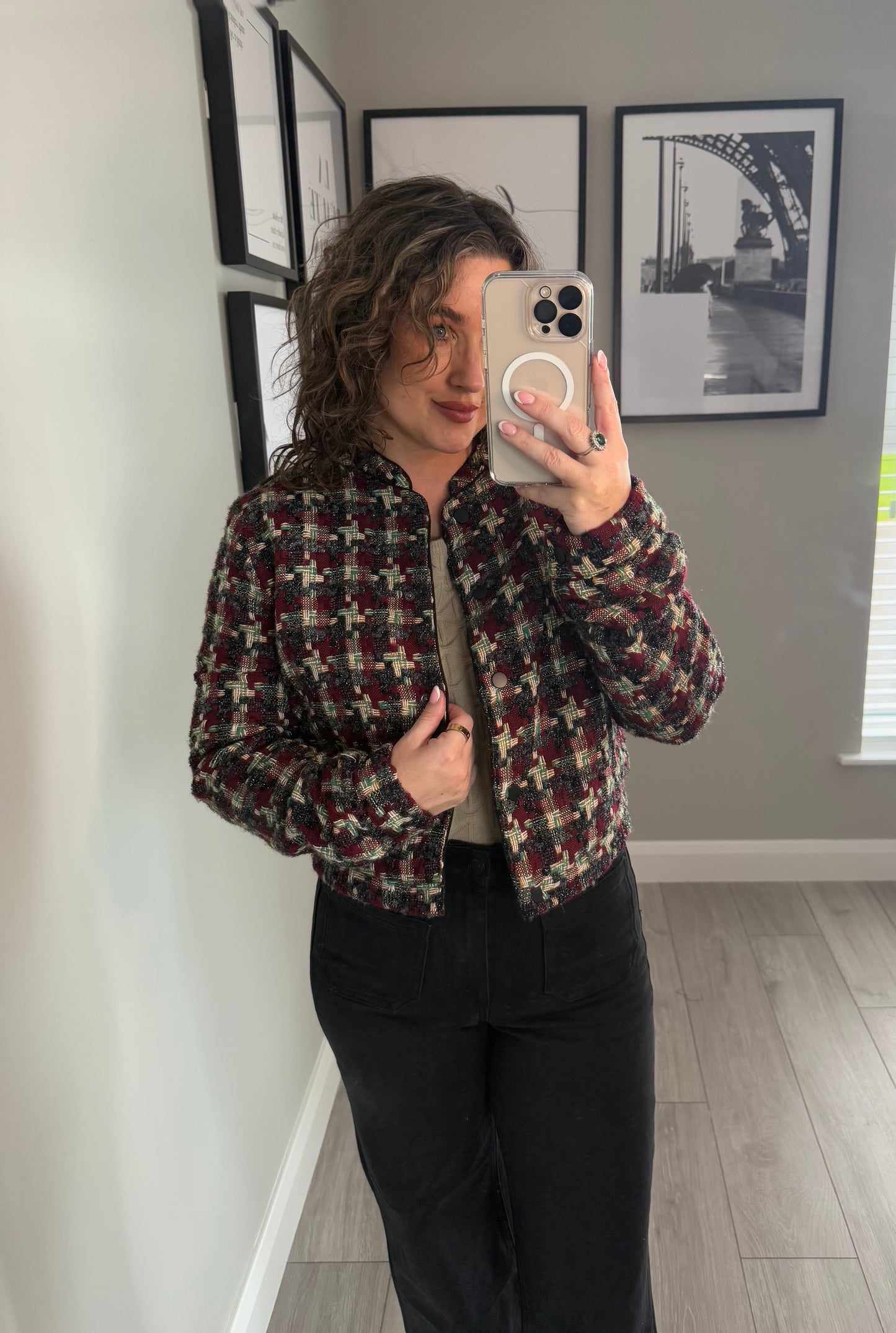 Yest Wine/Black/Green Tweed Jacket