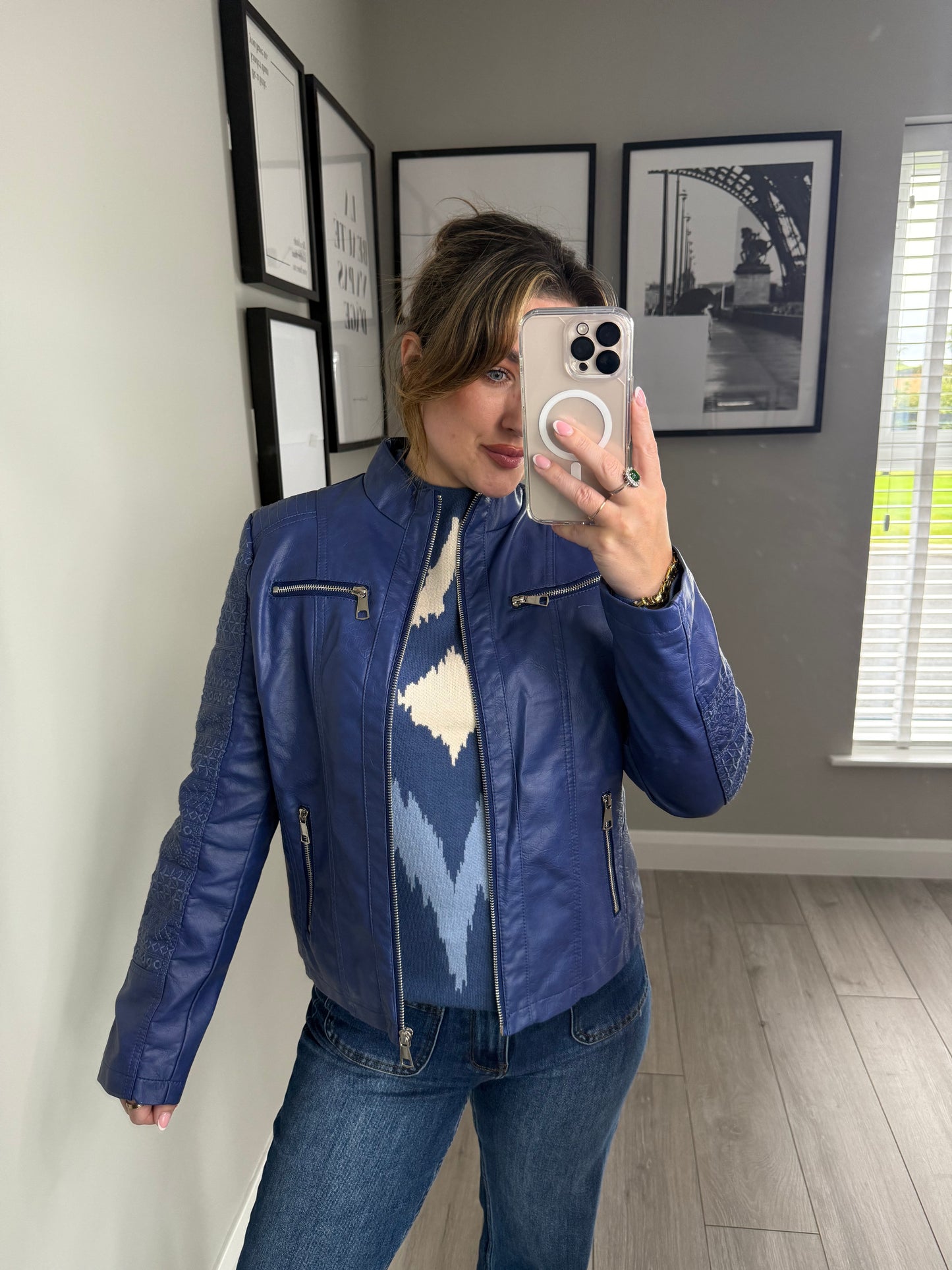 Blue Leather Jacket
