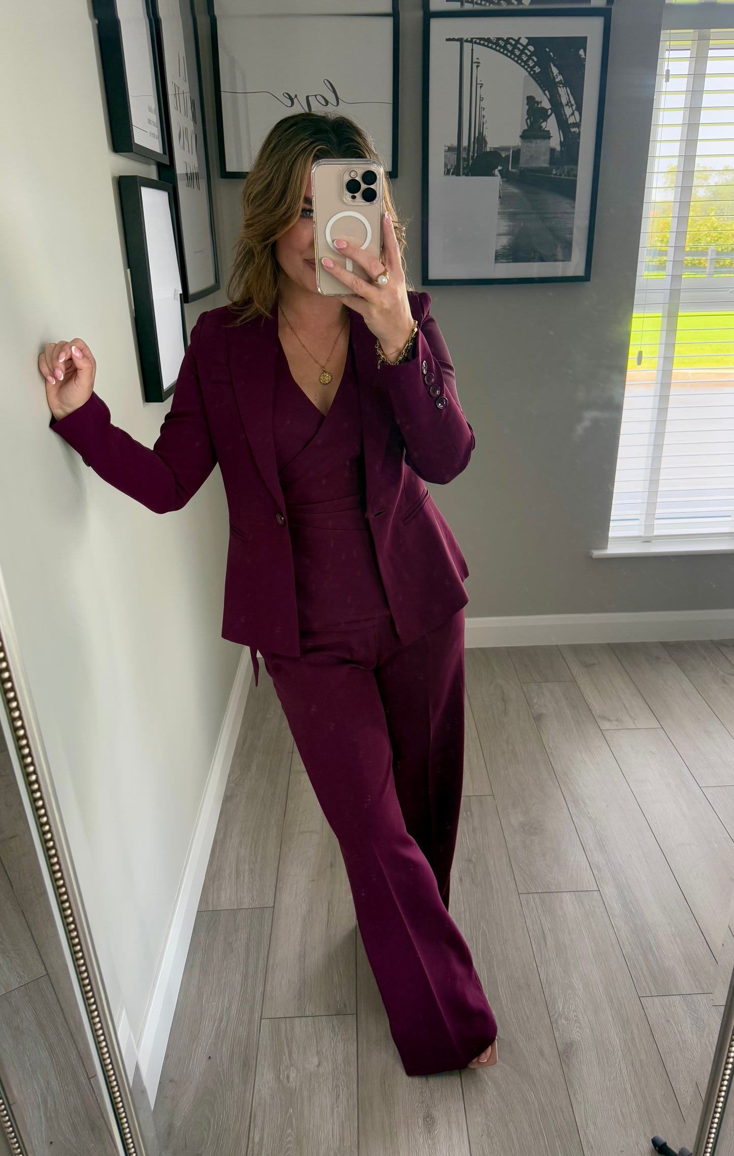 Rant & Rave Allyson Cranberry Wide Leg Trouser