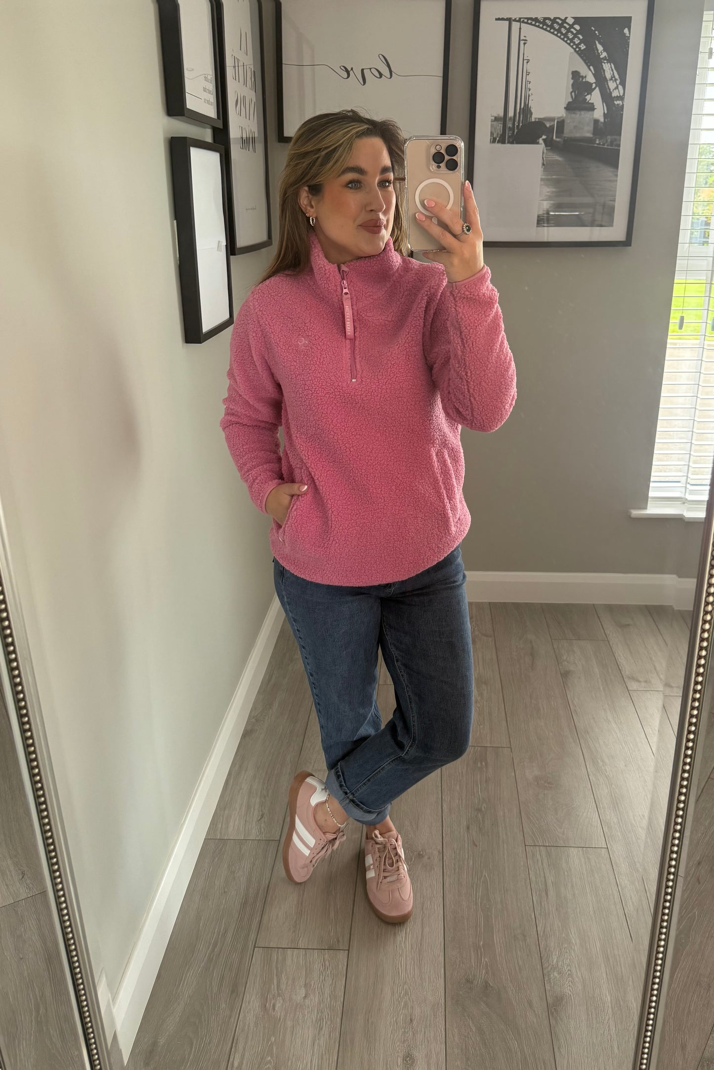 Relax & Renew Julia Pink Half Zip Fleece