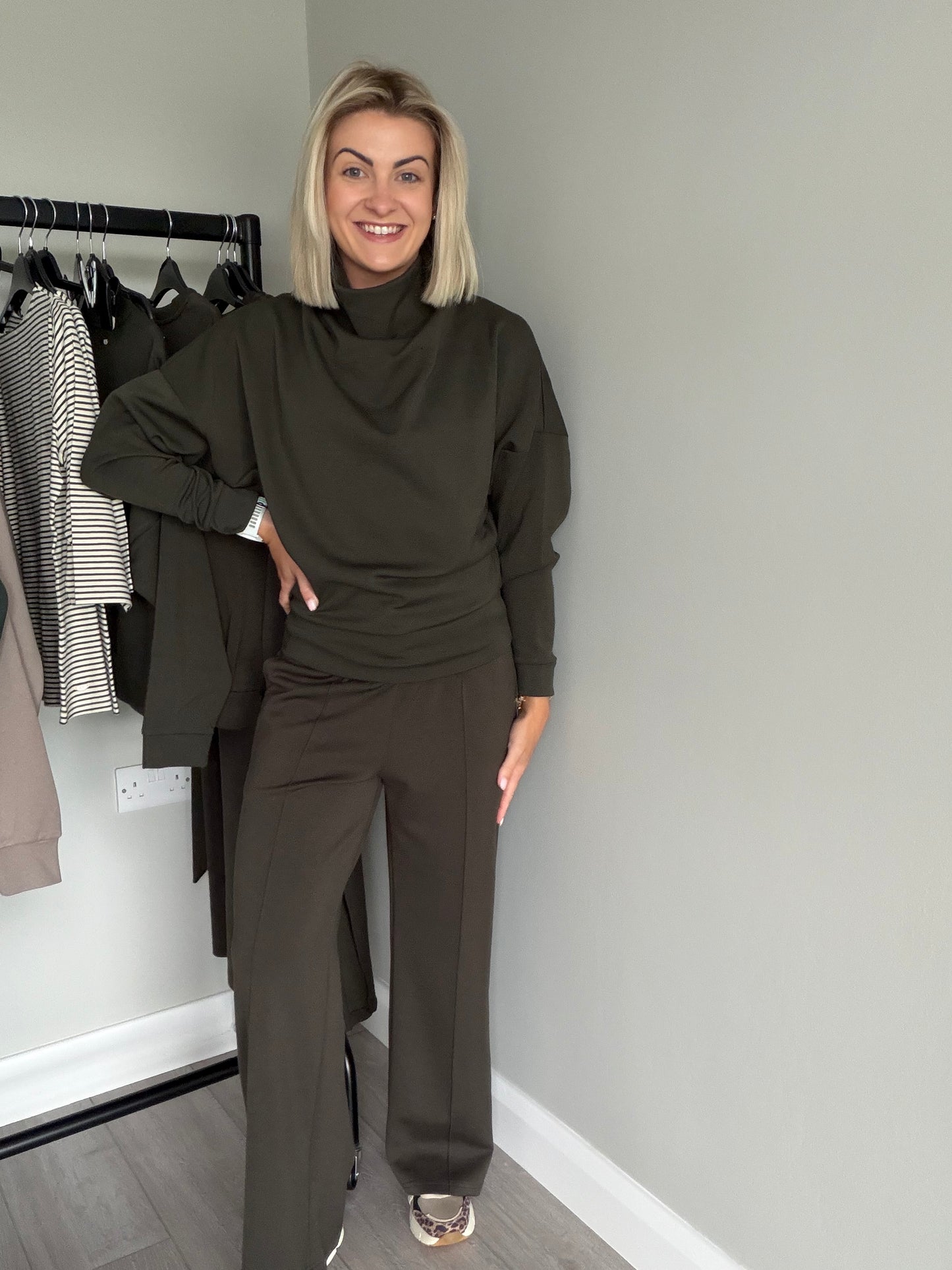 Relax & Renew Sable Khaki Cowl Neck Sweater