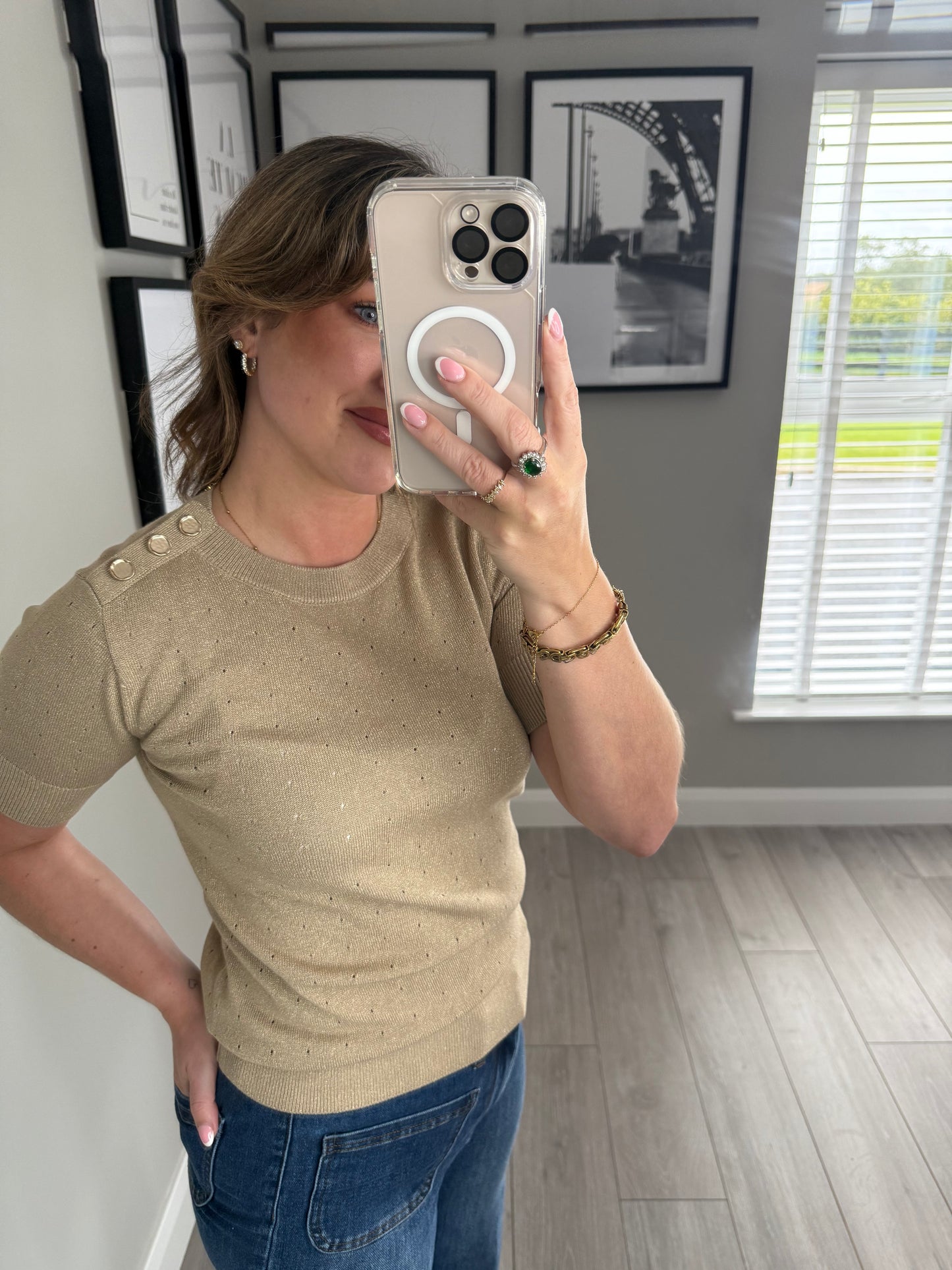 Yest Sand Shimmer S/S Jumper