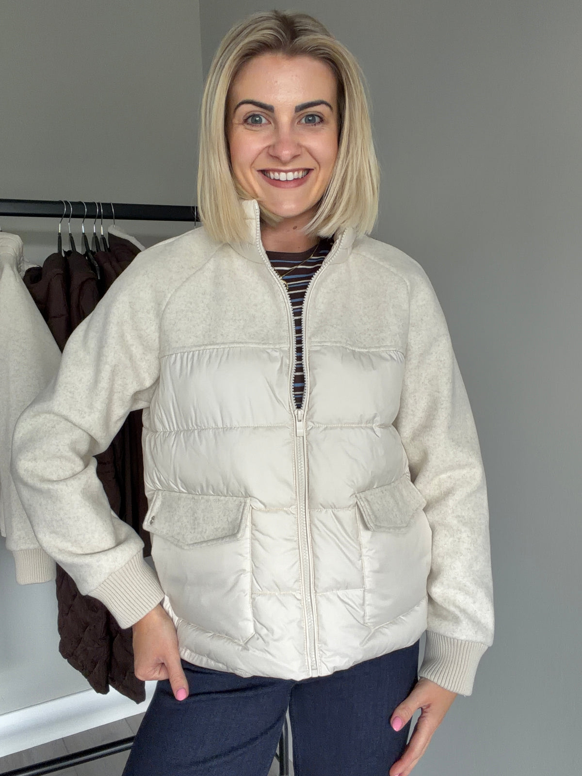 Cream Quilt/Felt Jacket