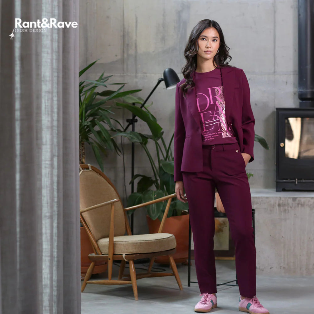 Rant & Rave Bella Cranberry Straight Leg Trouser