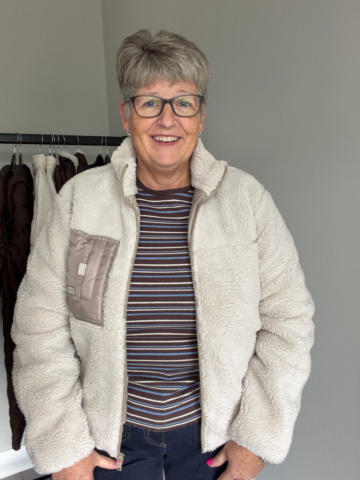 Beige/Taupe Fleece Jacket