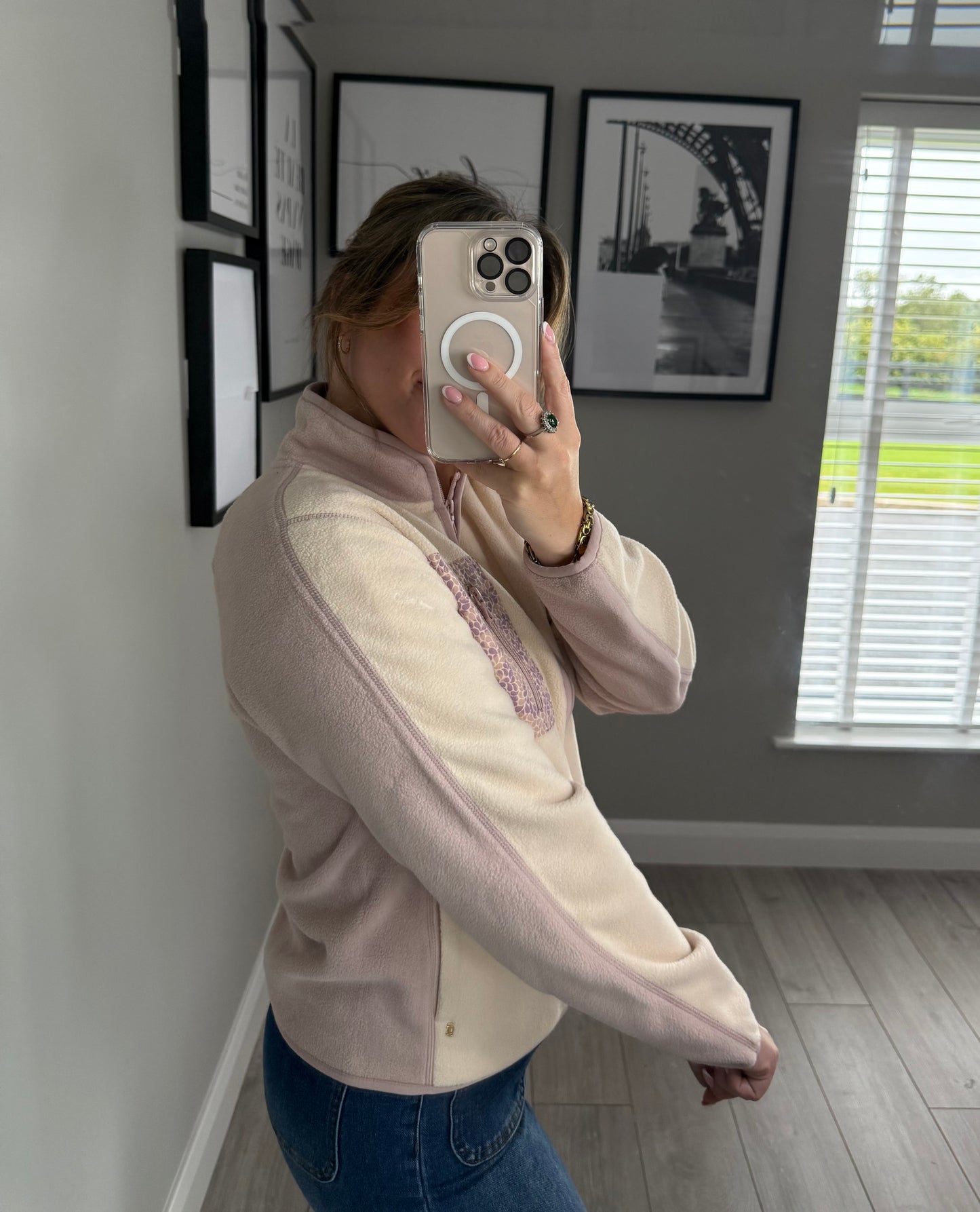 Cream/Blush Floral Fleece