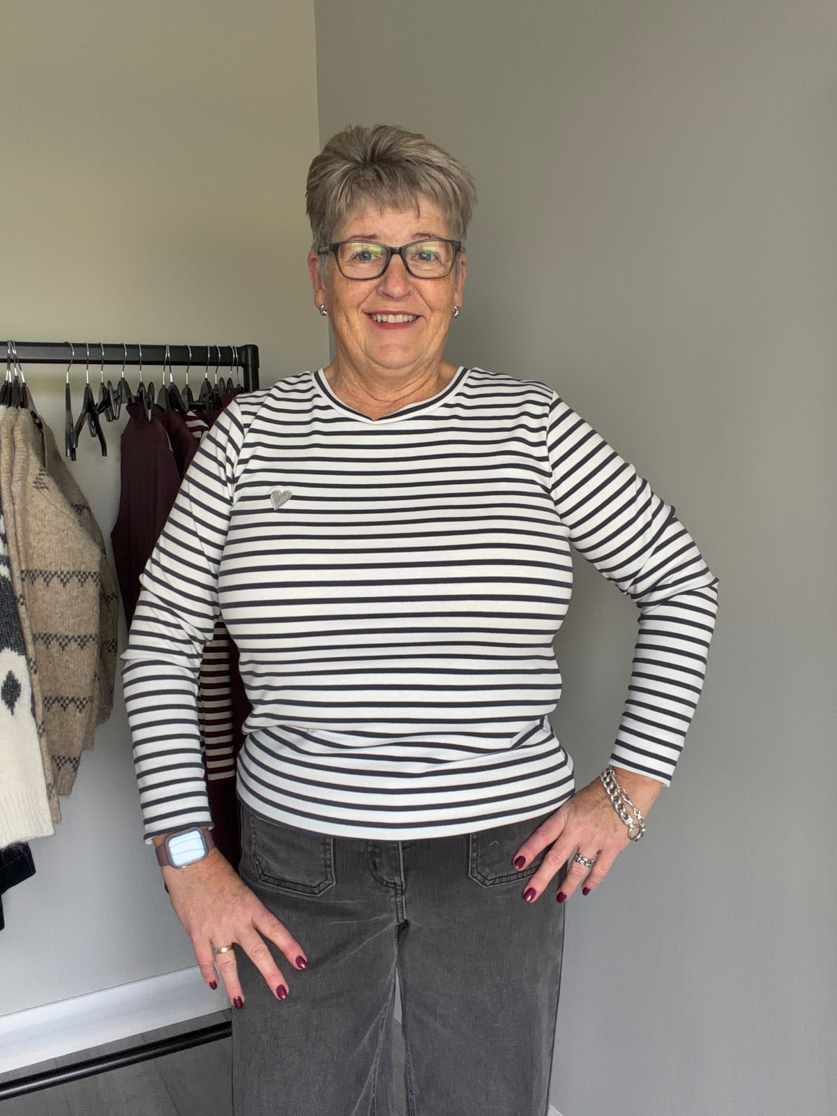 Kaffe Liddy Graphite/Chalk T-Shirt