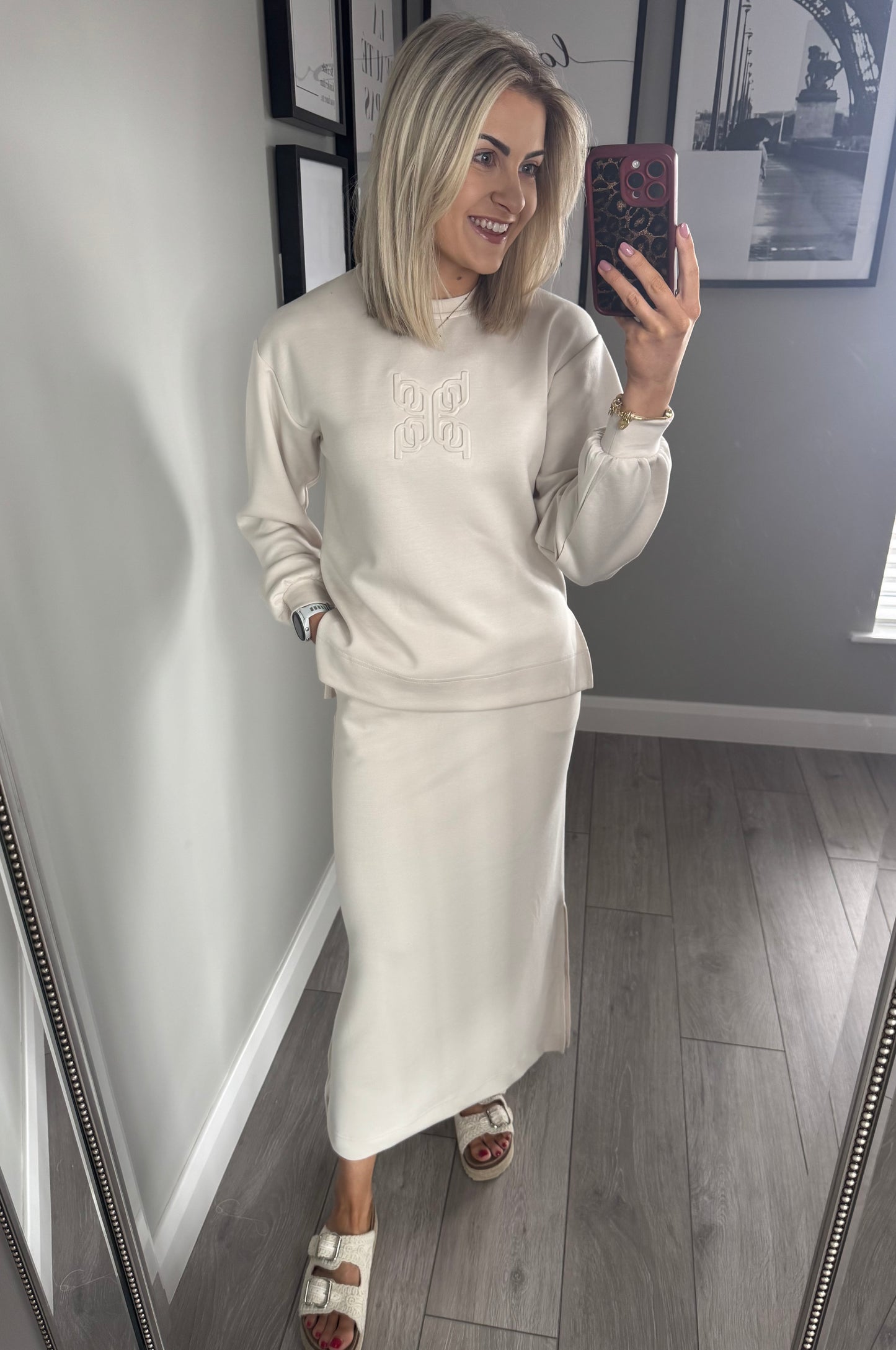 B.Young BYpusti Beige Slit Sweatshirt