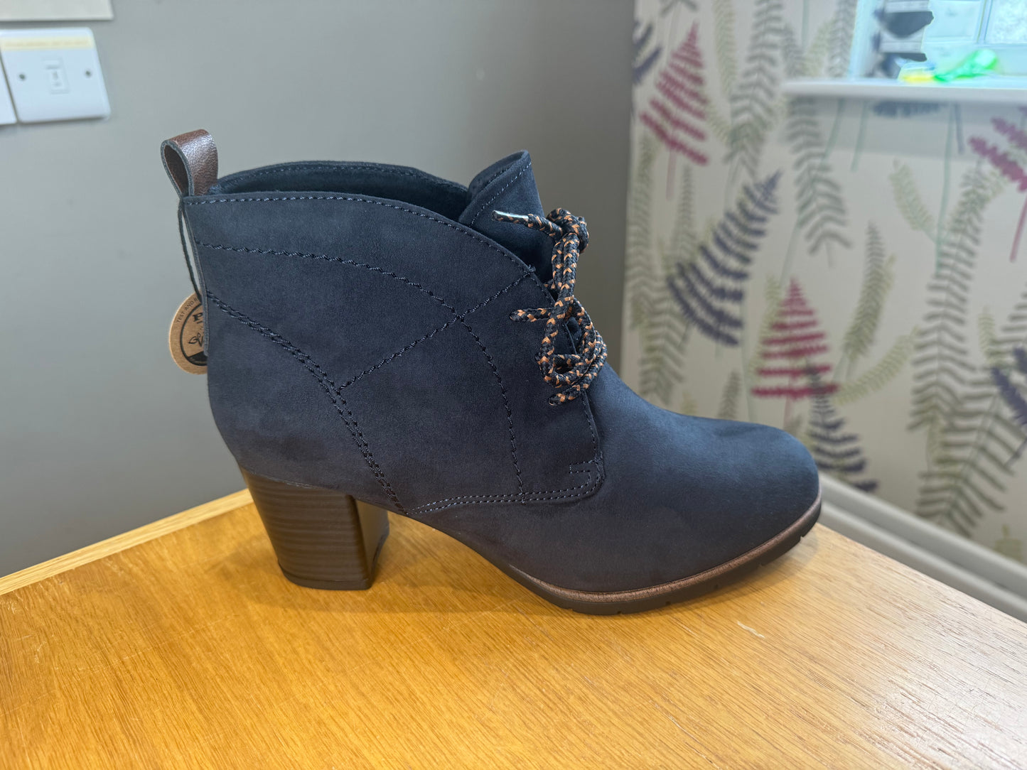 Marco Tozzi Navy/Tan Lace Up Boot