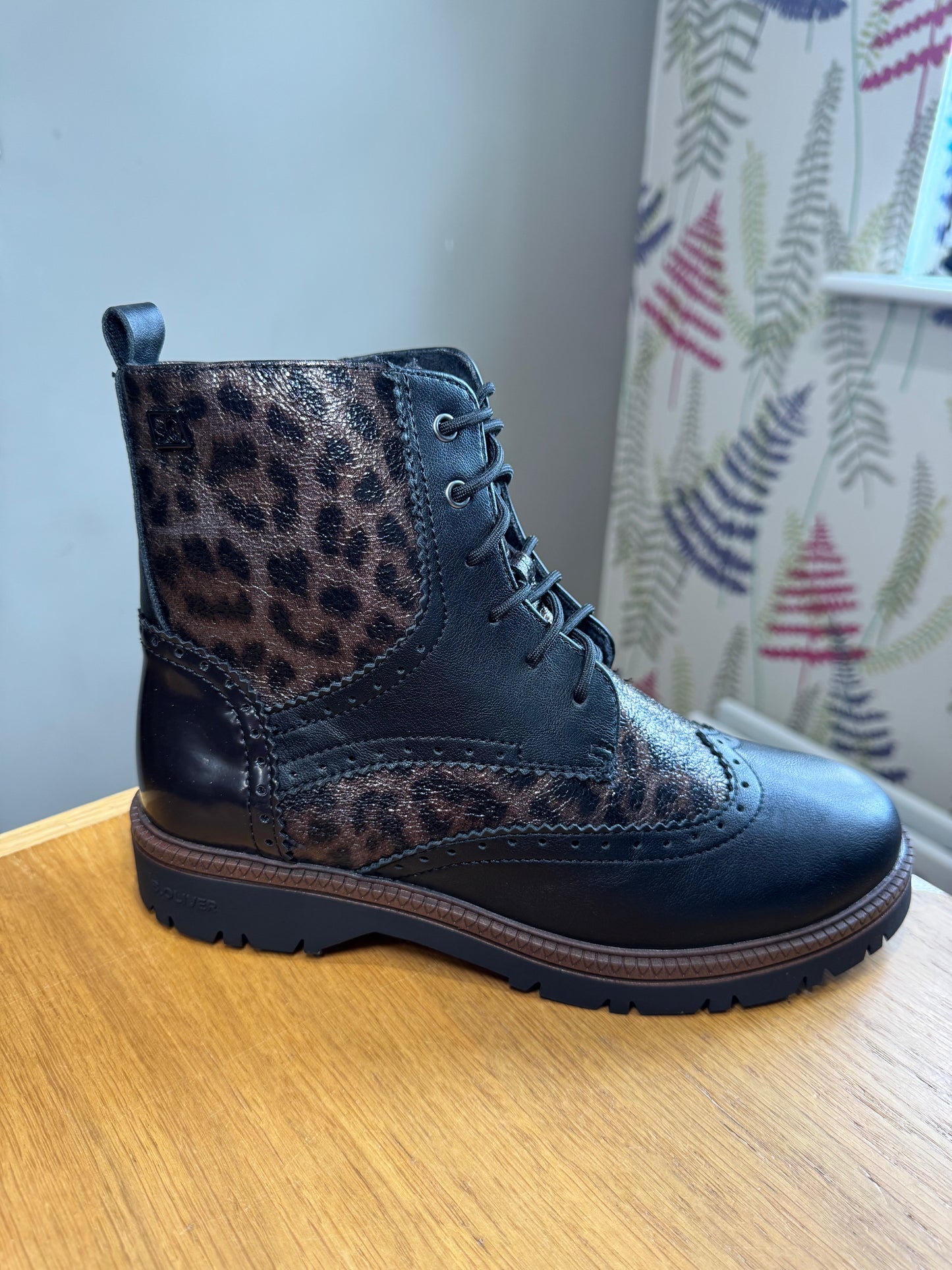 S. Oliver Leopard Brogue Lace Up Boot
