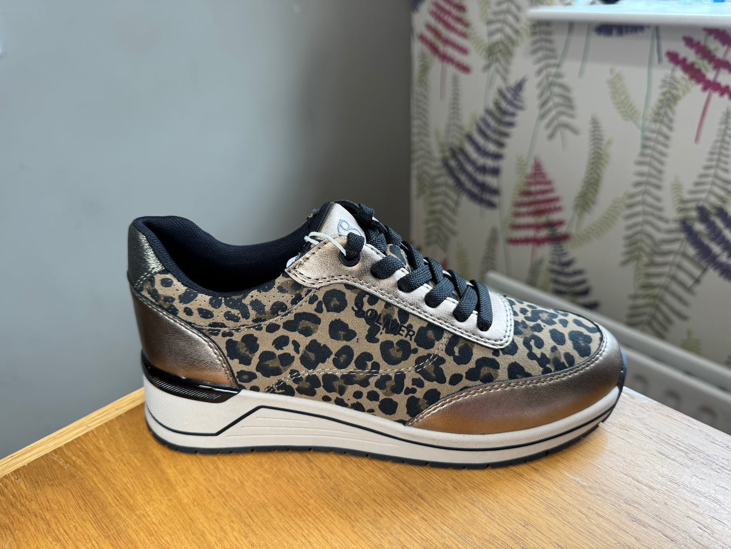 S. Oliver Leopard Wedge Trainer