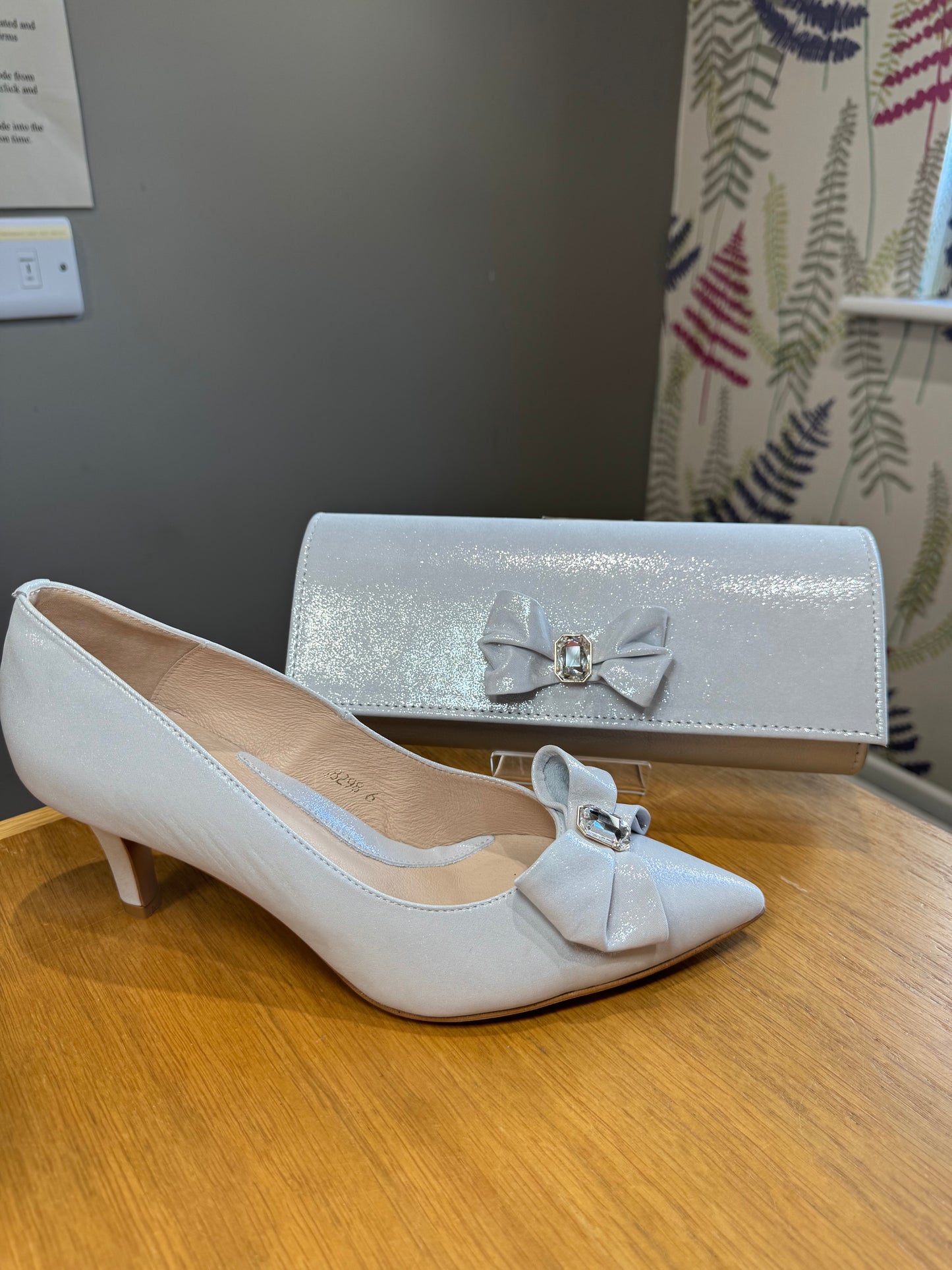 Emis Silver Shimmer Mid Heel Court