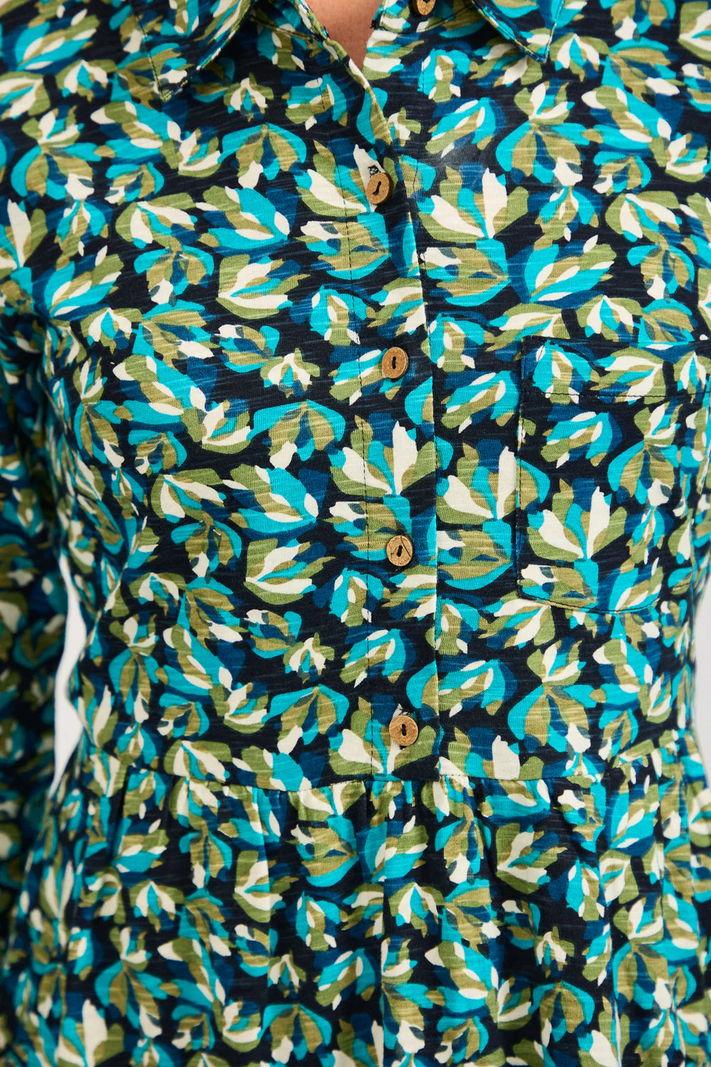 Blue Floral Print Jersey Dress