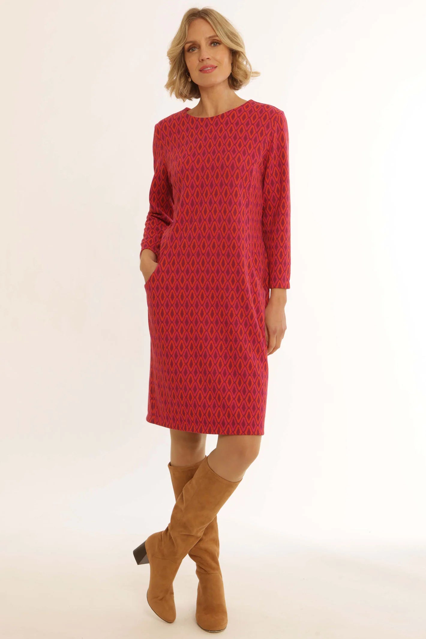 Pomodoro Pink Diamond Jacquard Dress