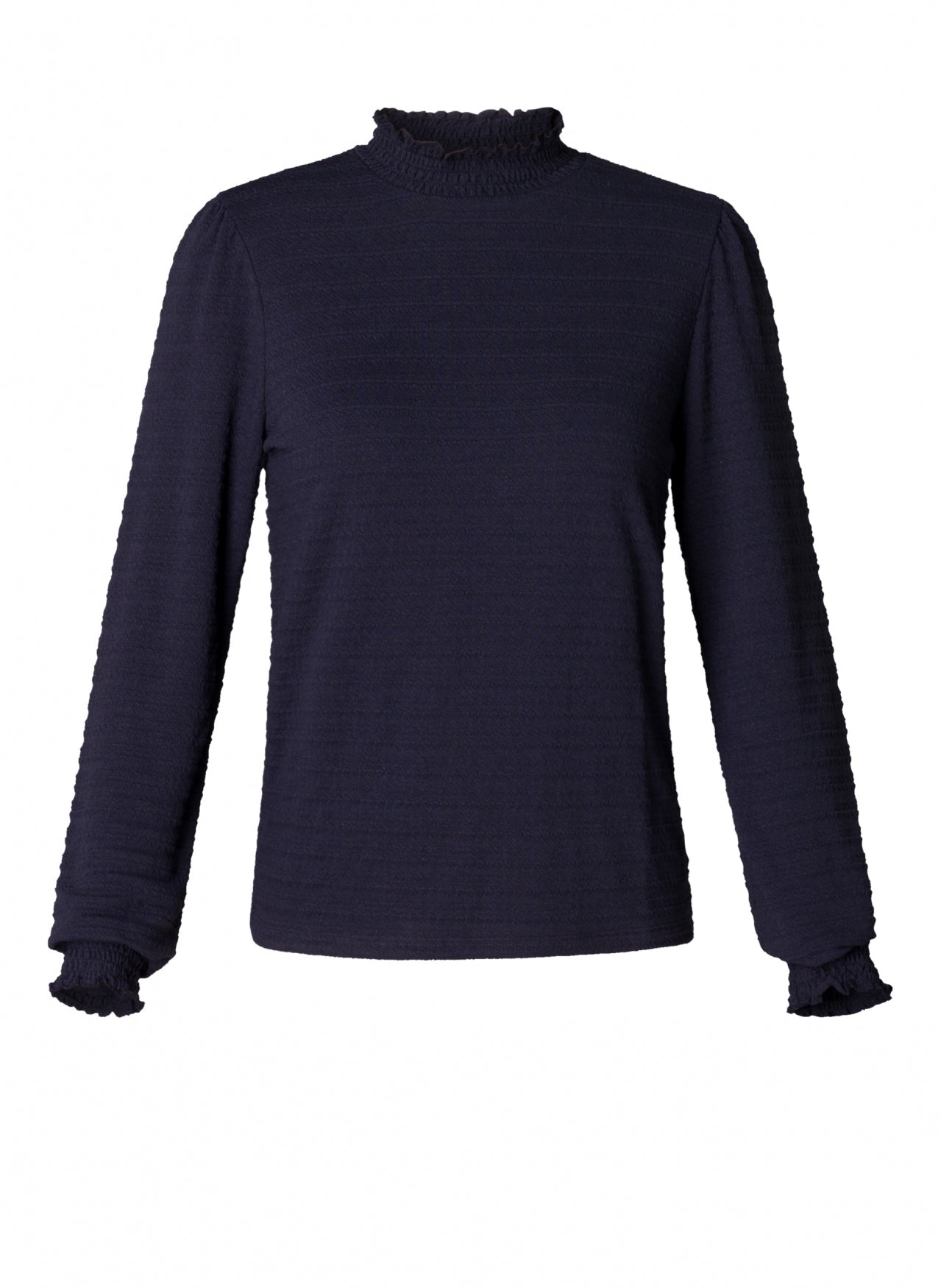 Yest Navy Ruffled Top