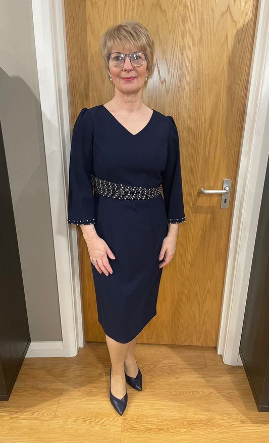 Lizabella Navy Embellished Dress