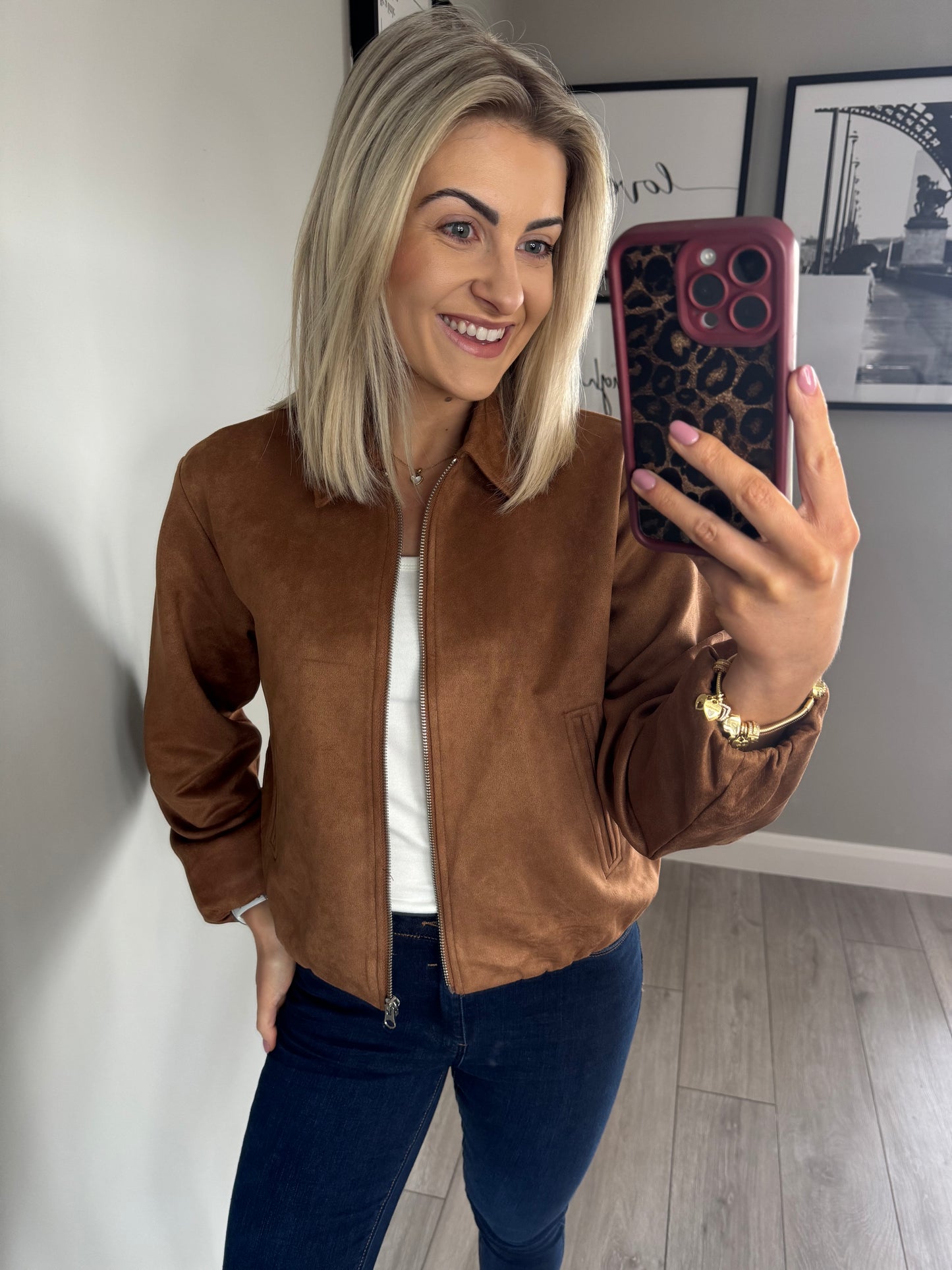 Freequent Tan Suede Jacket