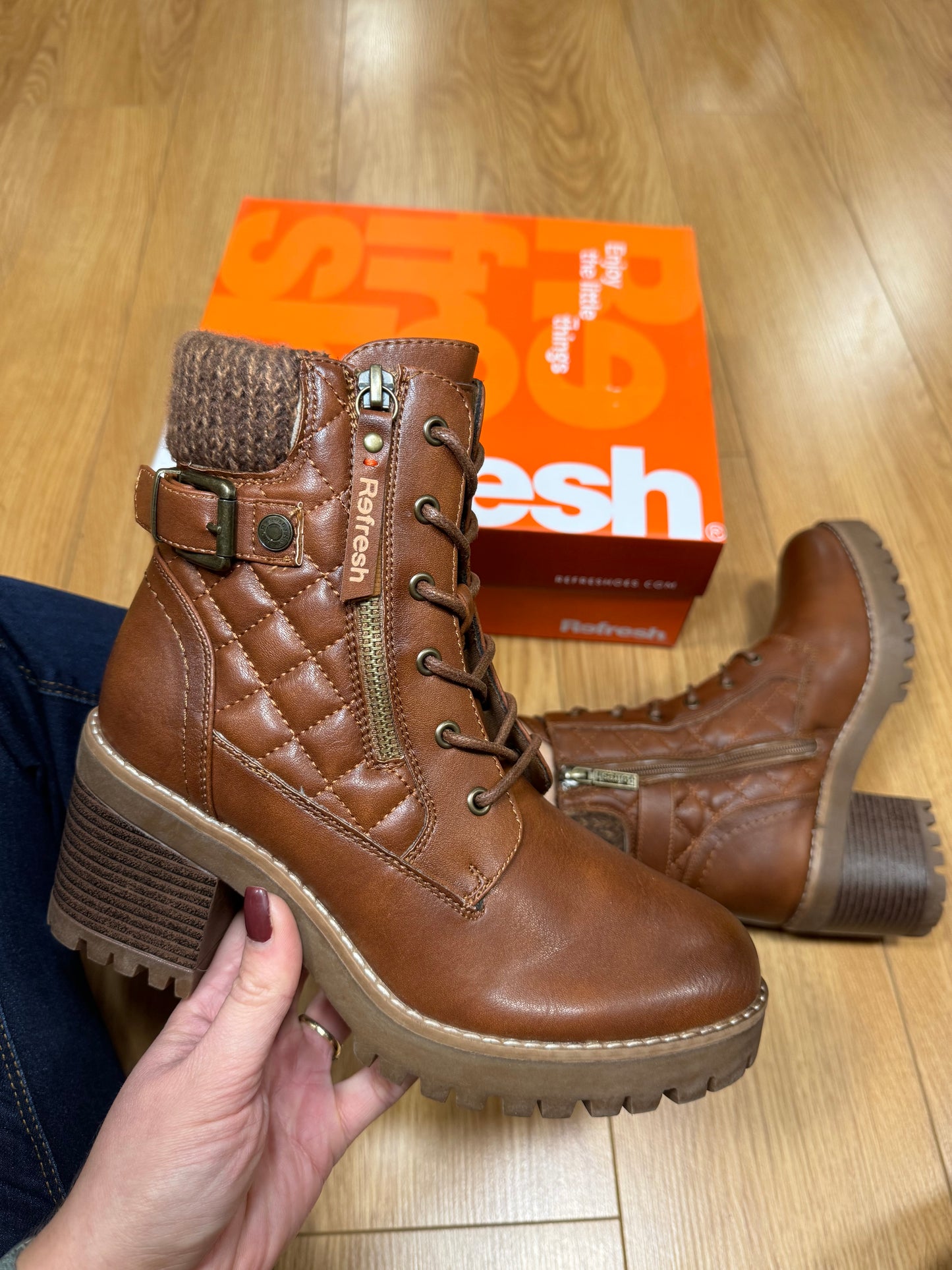 Refresh Camel Lace Up Boot