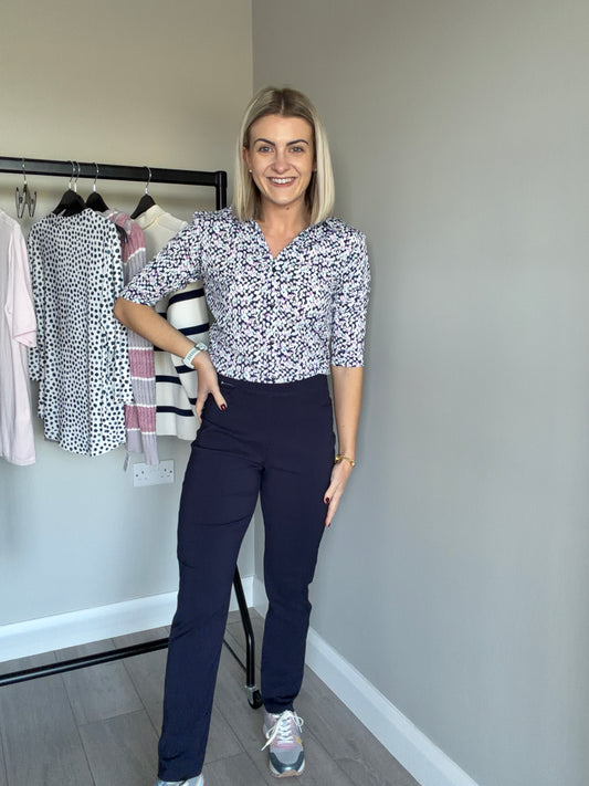 Classic Navy Bengaline Pull On Trousers