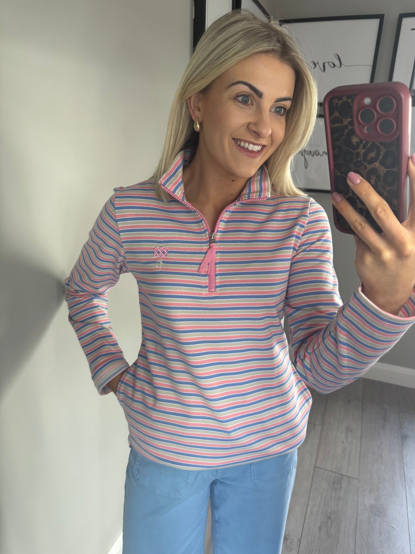Pink Multi Stripe Sweatshirt