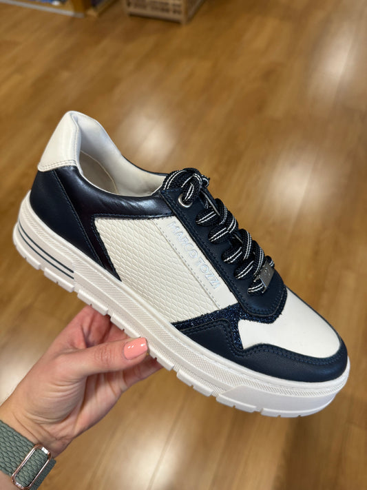 Marco Tozzi Cream/Navy Trainer