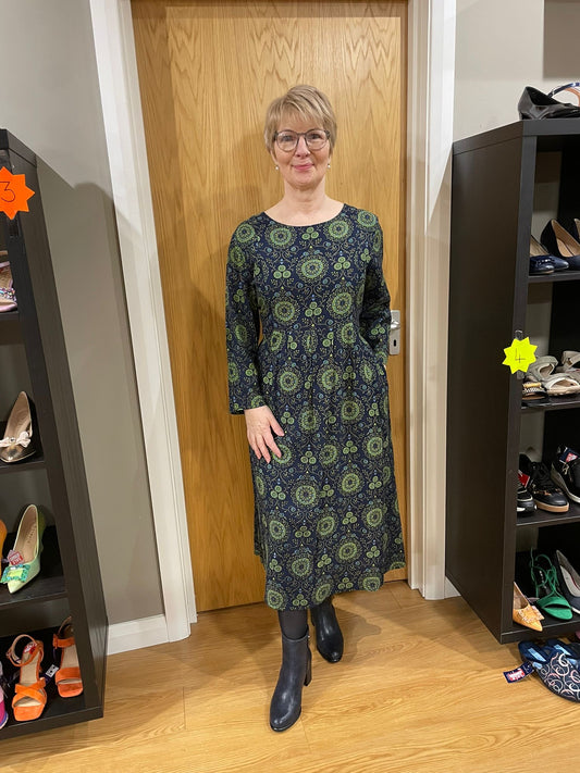 Adini Navy/Green Print Dress