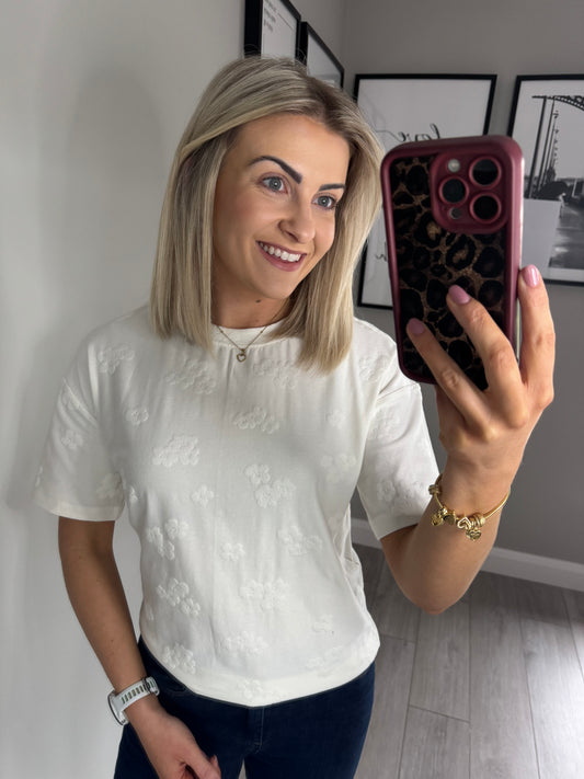 Freequent Off White Floral Tee