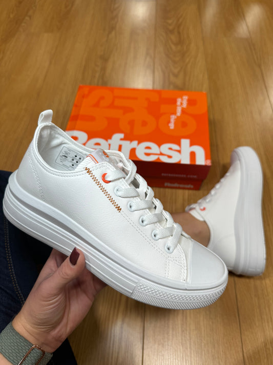 Refresh White Leather Trainer