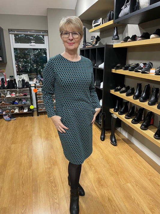 Pomodoro Blue Jacquard Dress