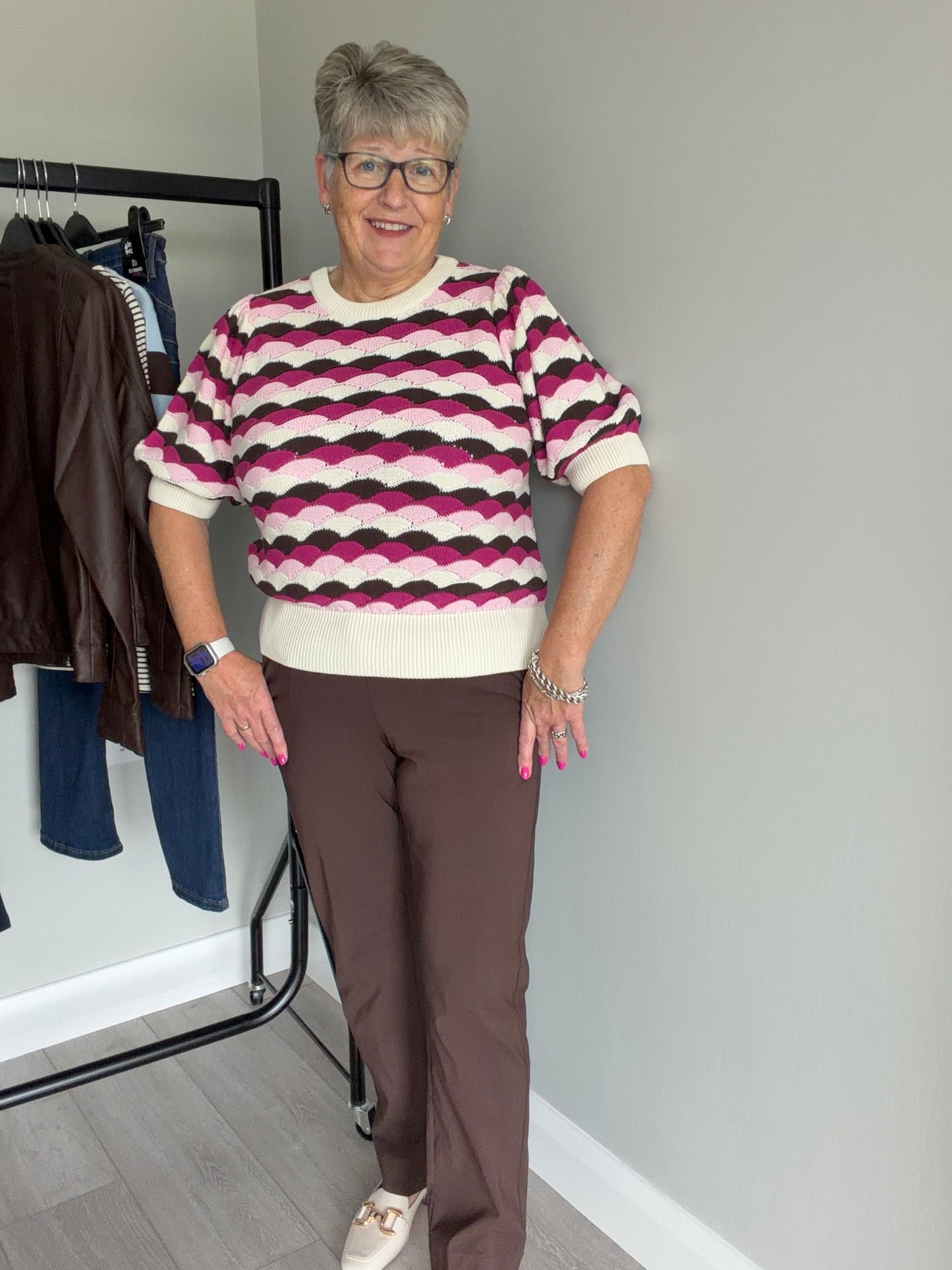 B.Young BYmagio Orchid Pink Abstract Jumper
