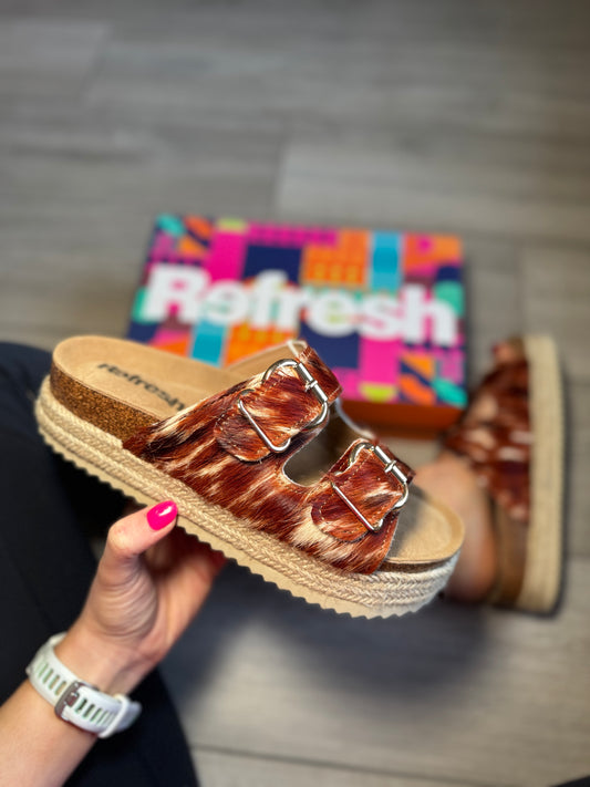 Refresh Cow Print Espadrille Slider