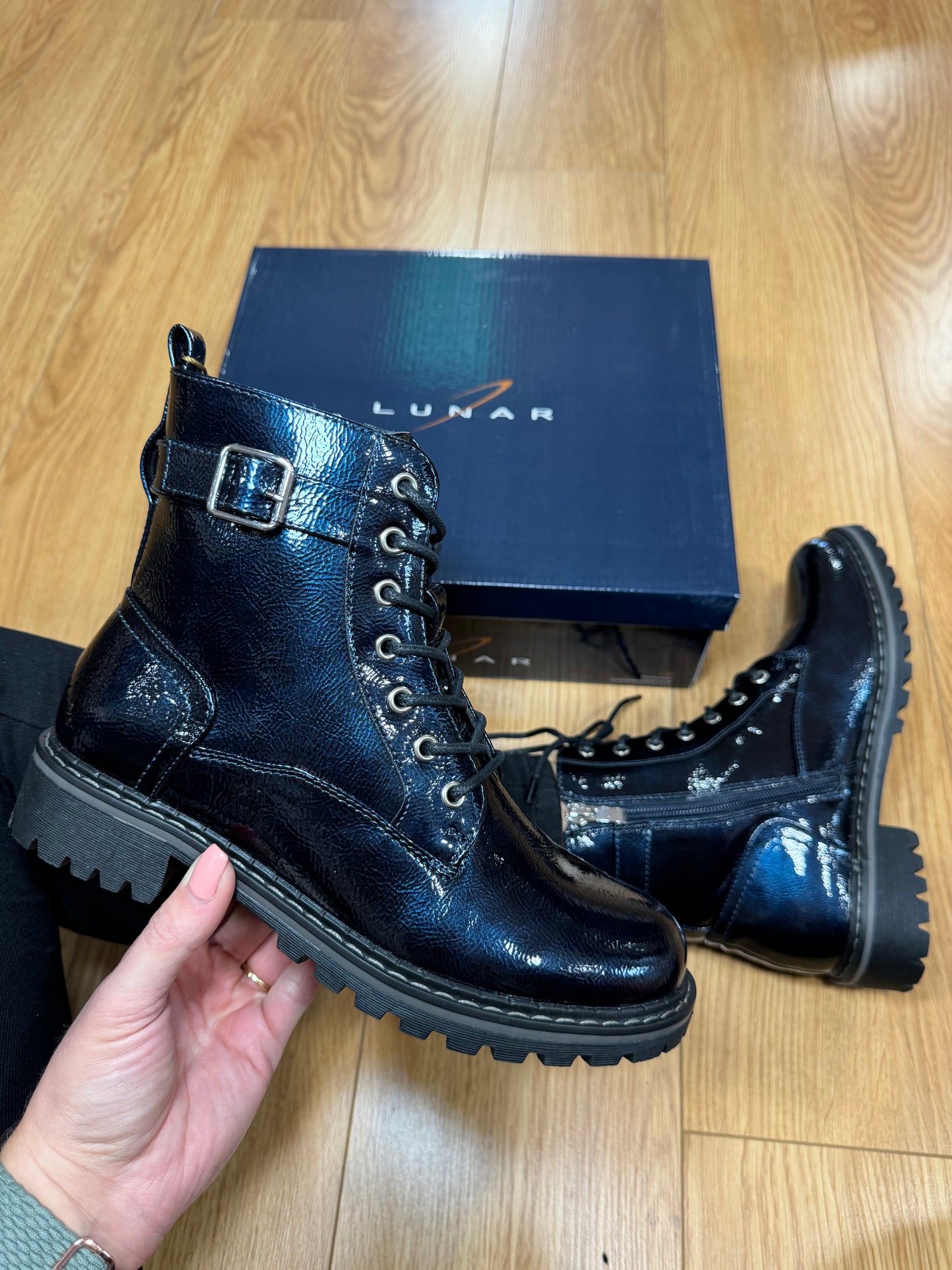 Lunar Parlour Navy Patent Boot