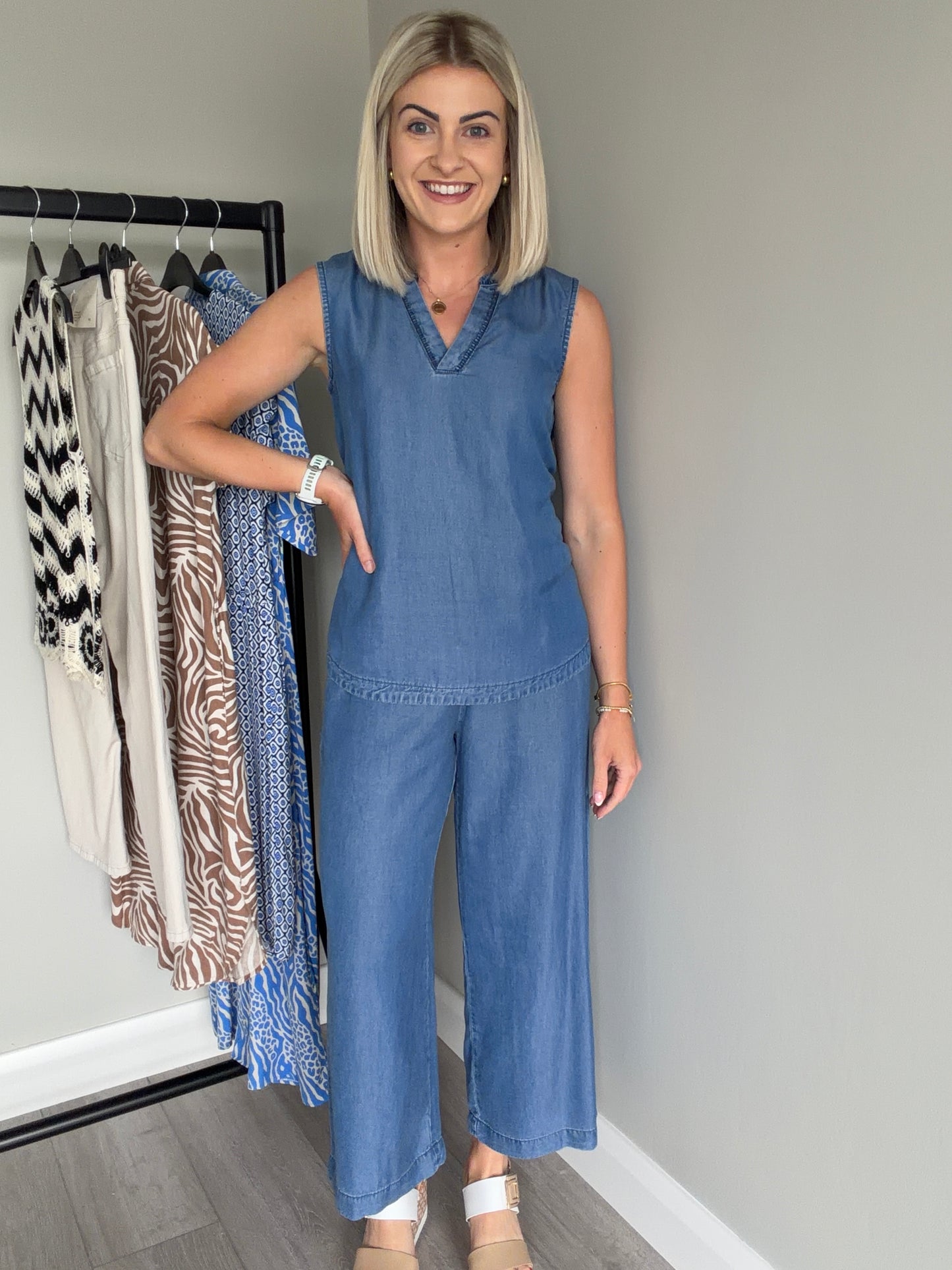 B.Young BYkosmo Denim Tencel Top