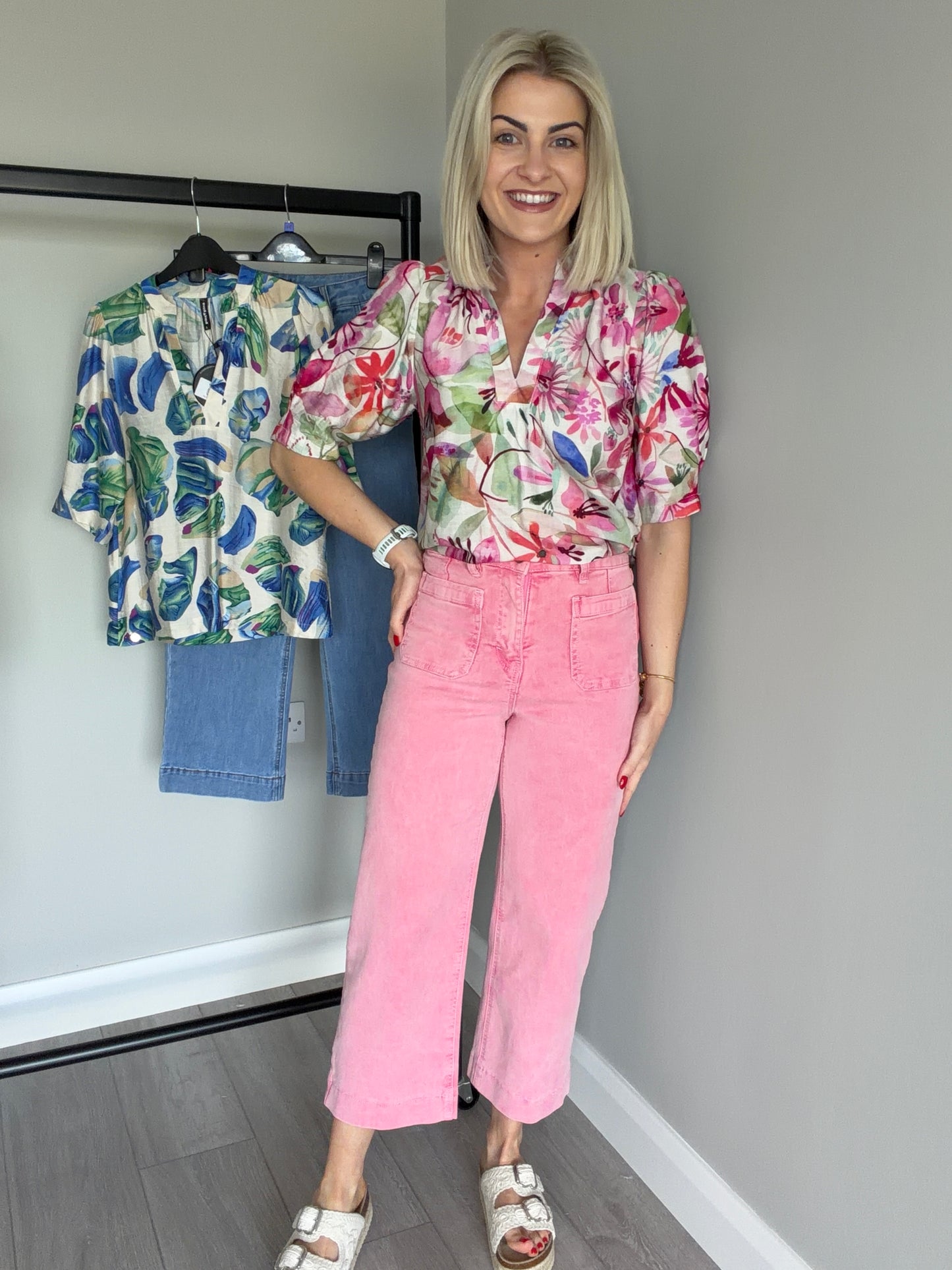 Rant & Rave Laine Pink Ice Wide Leg Crop Jean