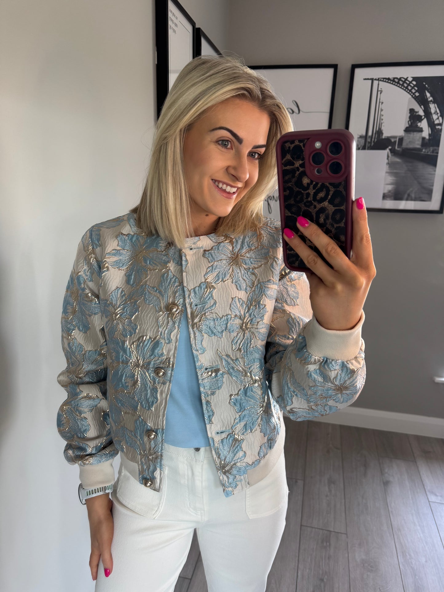 Yest Blue/Gold Metallic Bomber Jacket