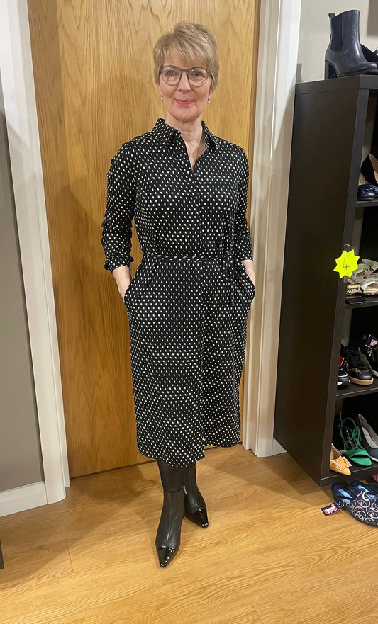 Pomodoro Black/Cream Shirt Dress