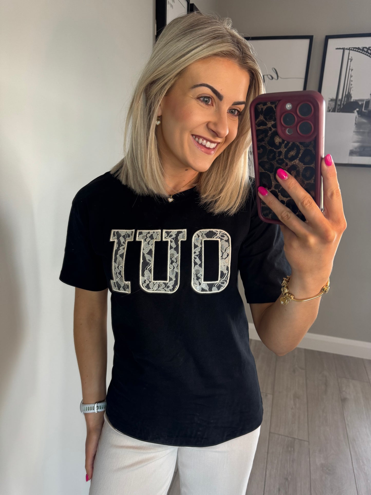 Kaffe Karosie Black/Beige Lace Tee