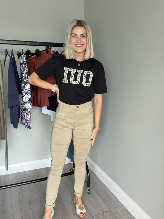 Beige Straight Trousers