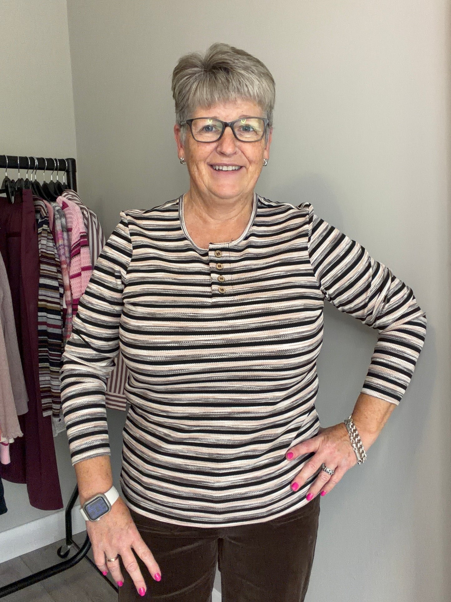 Mudflower Black Striped Jersey Top