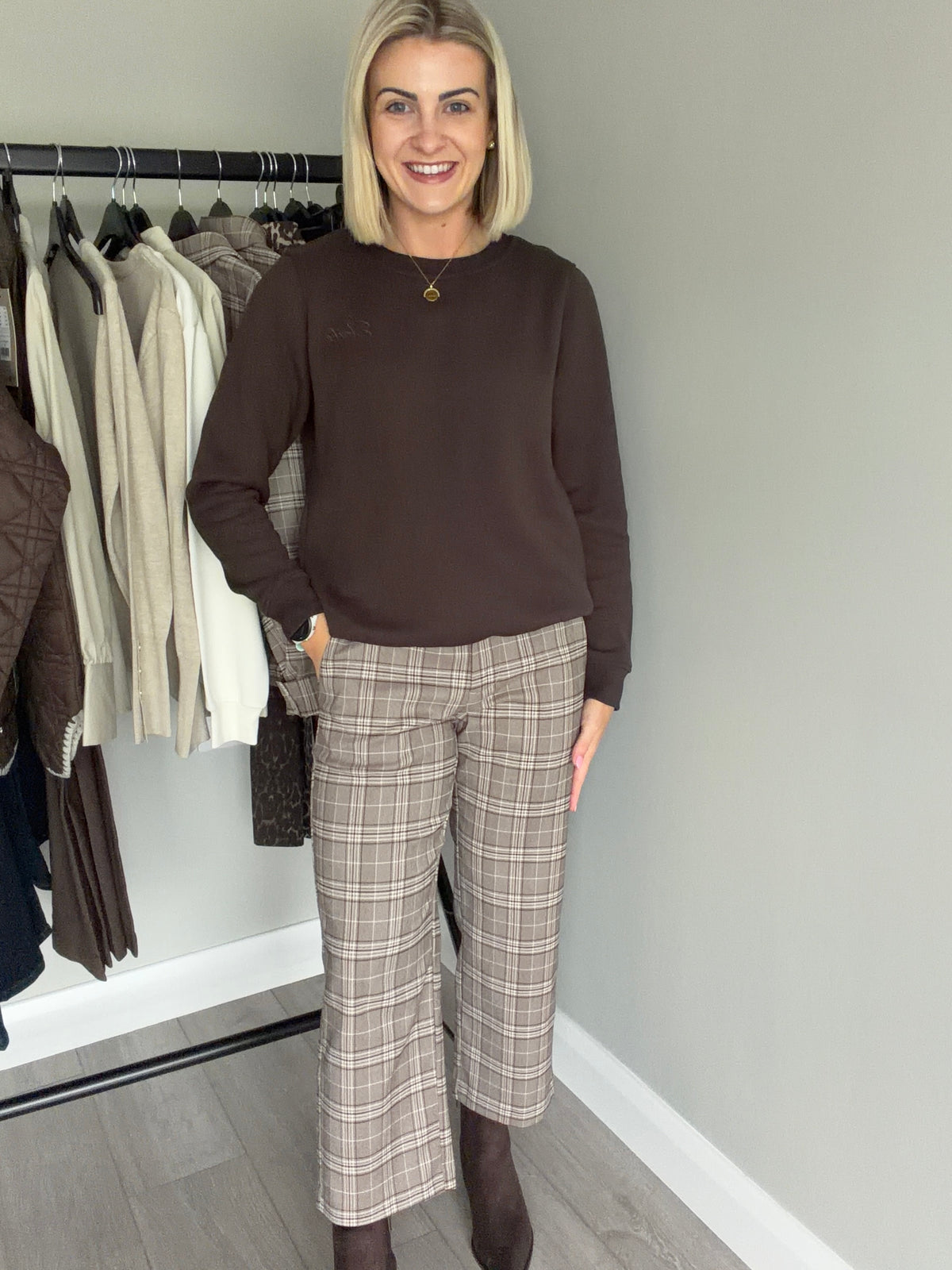 Freequent Mole Checked Cropped Trousers