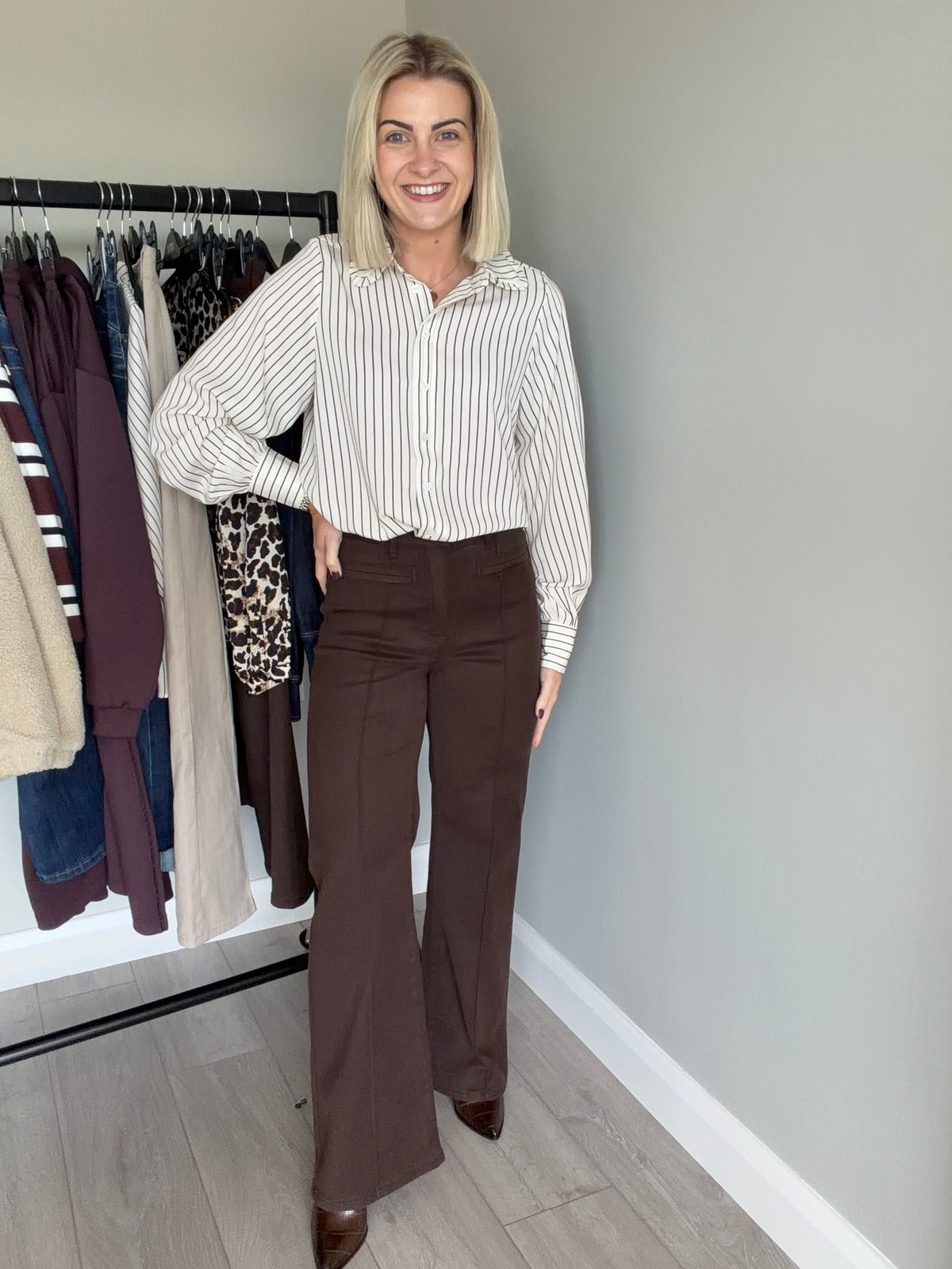 Rant & Rave Harriet Chocolate Pintuck Wide Leg