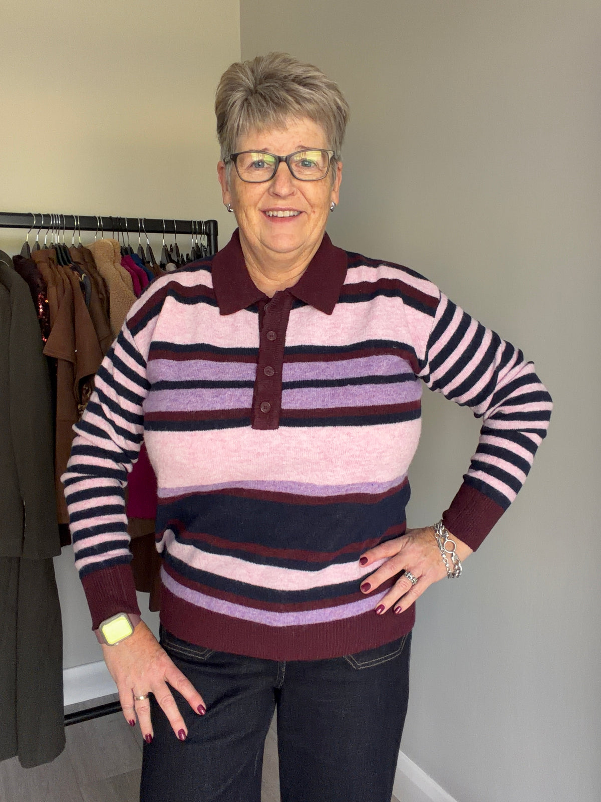 Rant & Rave Judith Pink Collar Jumper