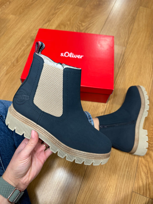 S. Oliver Navy/Beige Boot