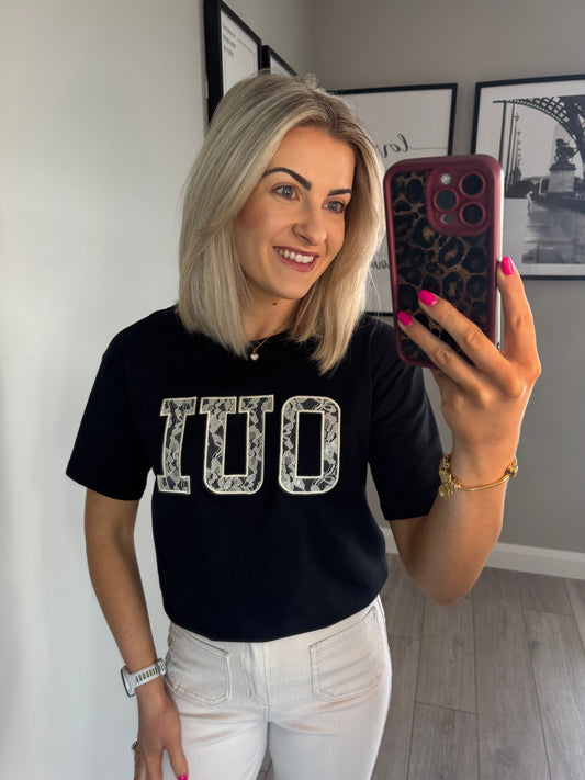 Kaffe Karosie Black/Beige Lace Tee